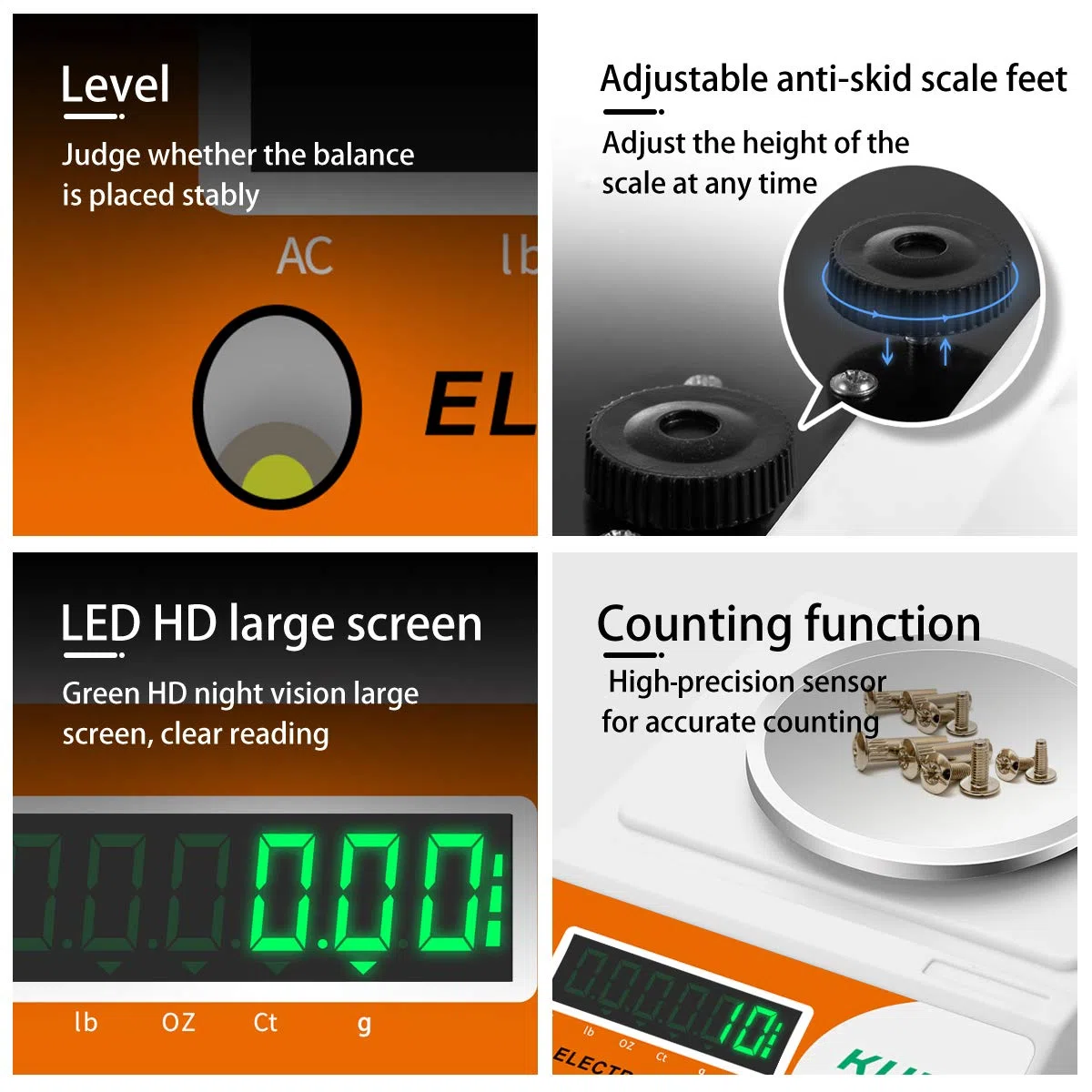 Bilancia analitica digitale ad alta precisione, 1 kg x 0,01 g, bilancia elettronica per gioielli, bilancia da cucina, bilancia calibrata e calibrata