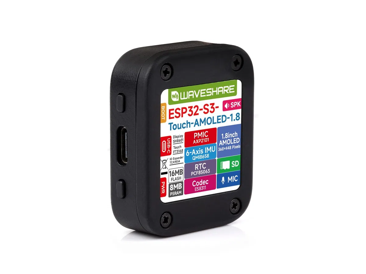 ESP32-S3 1.8inch AMOLED Touch Display Development Board 368×448 Pixels 16.7M Color Display,Wi-Fi and BLE 5 Support,Onboard Audio Codec