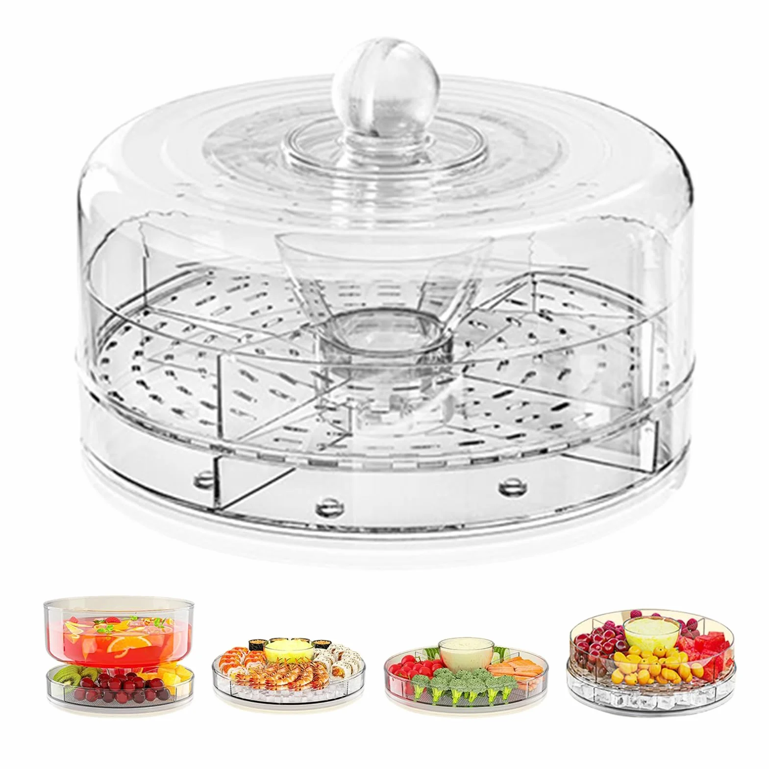 Vassoi da portata refrigerati per feste Server buffet cibi freddi ciotola frutta ghiaccio antipasti snack picnic compleanno campeggio