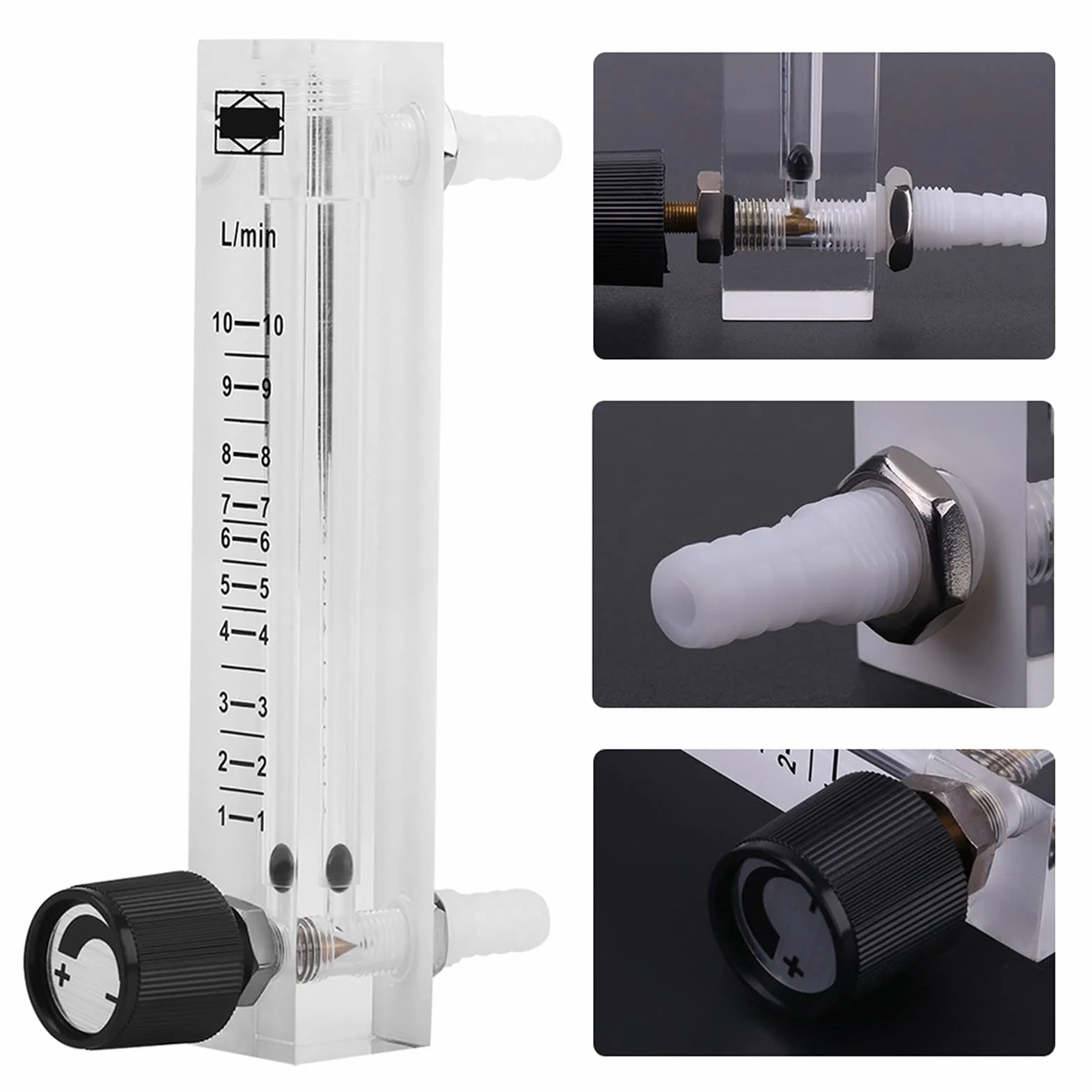 Flussimetro Gas 1-10LPM Valvola Controllo Flusso Scale Numerica Misuratore Flusso d'Aria Ossigeno 0~3LPPM 0.6Mpa 0-60°C