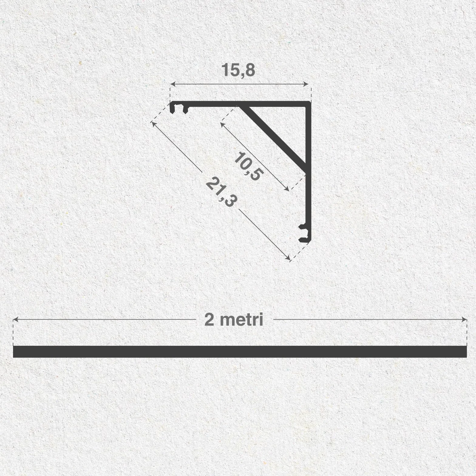 Eurocali 3 Profili Angolari da 2 Metri per Strisce LED - 6 Metri Totali - Angoli 21,3x15,8mm - Profili in Alluminio con Copertura Opaca per Strisce LED fino a 10,5mm