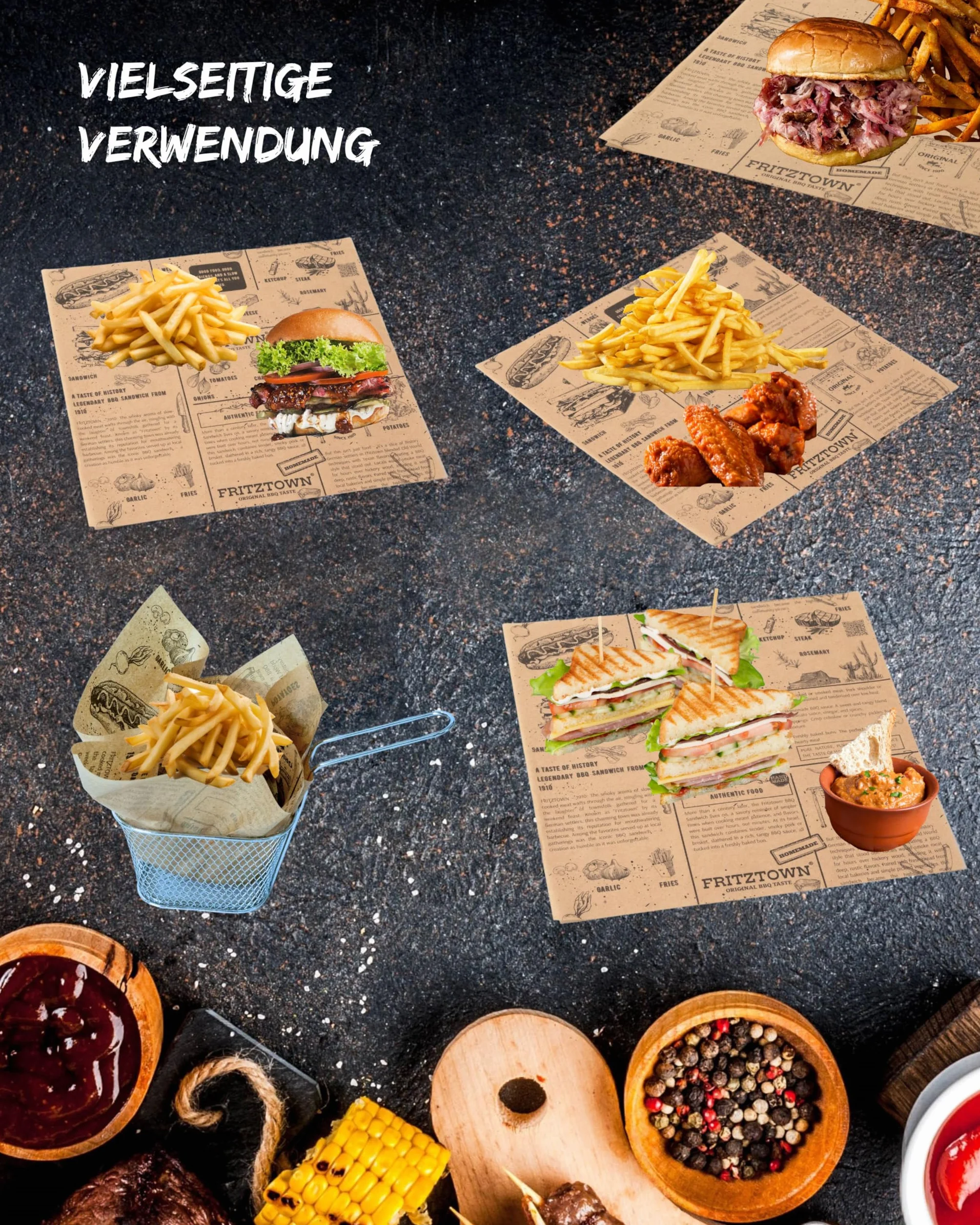 Carta non patinata per hamburger Deli Paper Bianco 25x25 cm 500 fogli