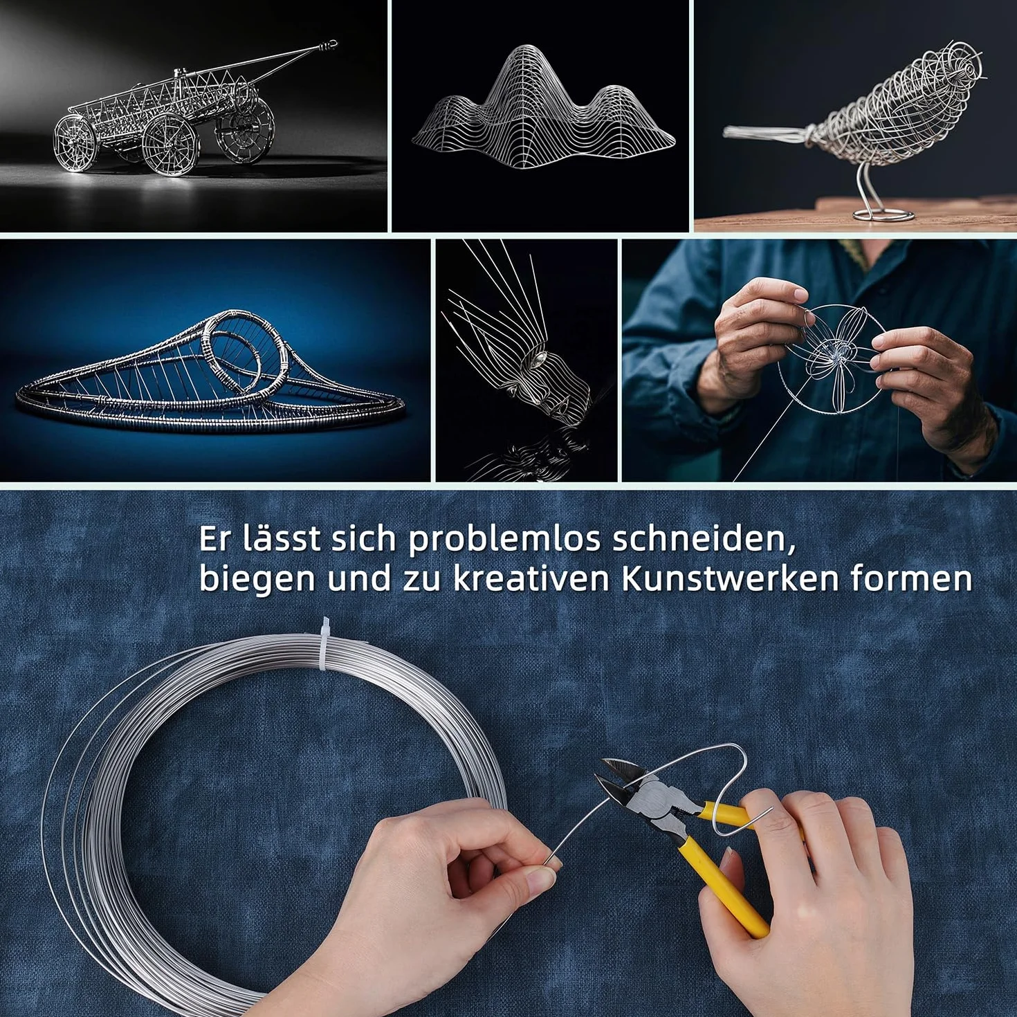 Filo in acciaio inox 304 da 50 m, filo in acciaio inox 304, Ø 1,5 mm, argento acciaio inox, filo duro, filo dritto, filo per fai da te, cablaggio da giardino