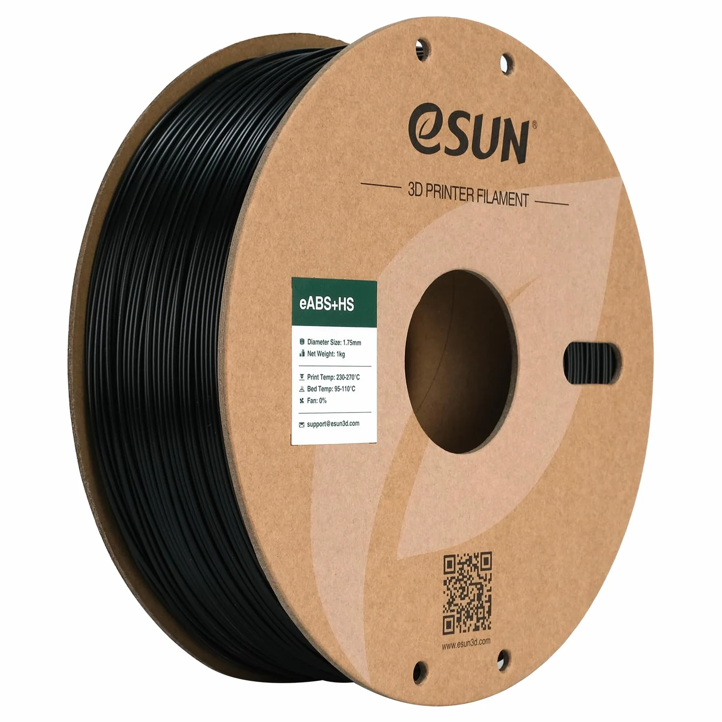 eSUN ABS+ Filamento 1,75 mm per stampante 3D ad alta velocità, precisione +/- 0,03 mm, bobina 1 kg, Nero