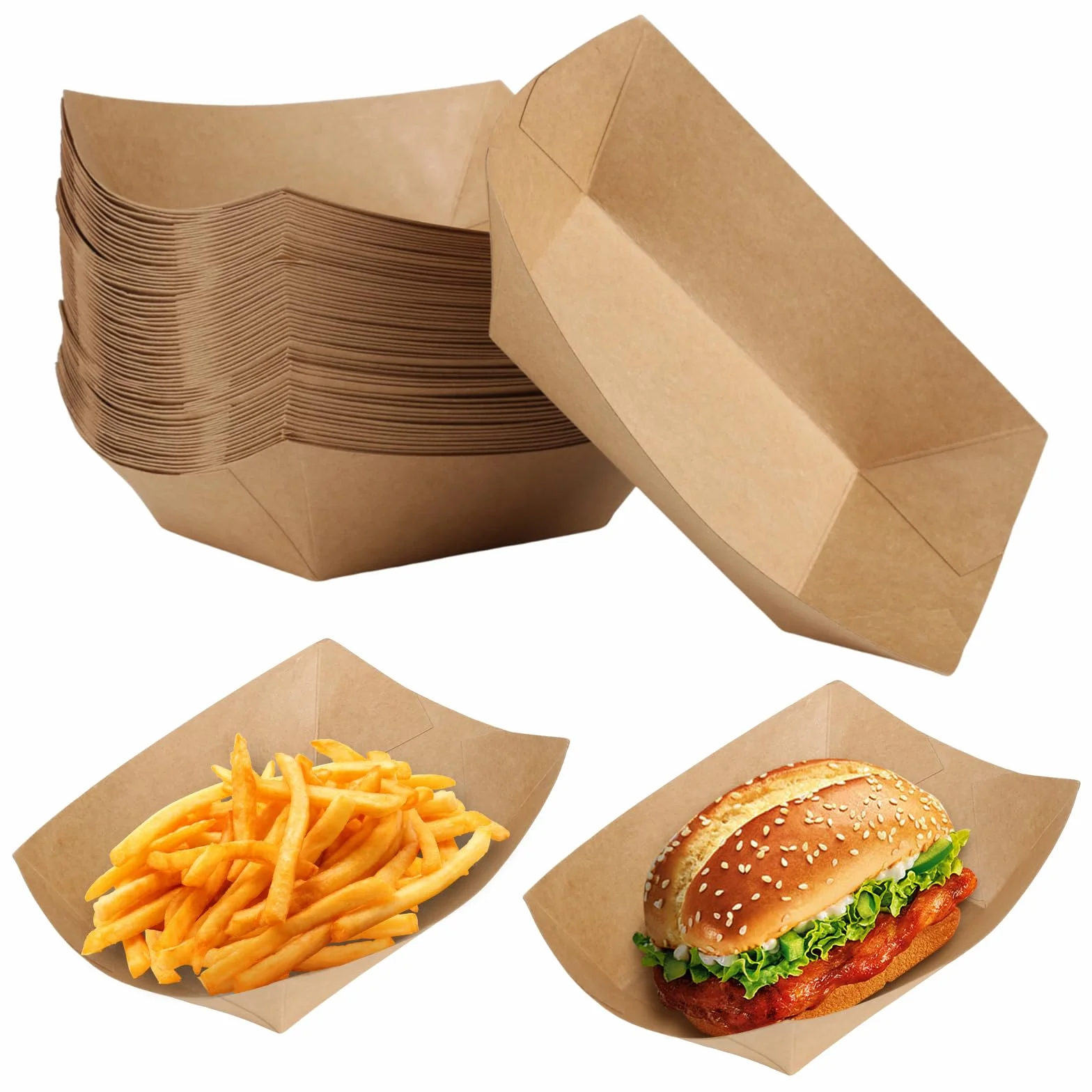 60 ciotole per patatine fritte in cartone 16,7 x 11,5 x 4 cm