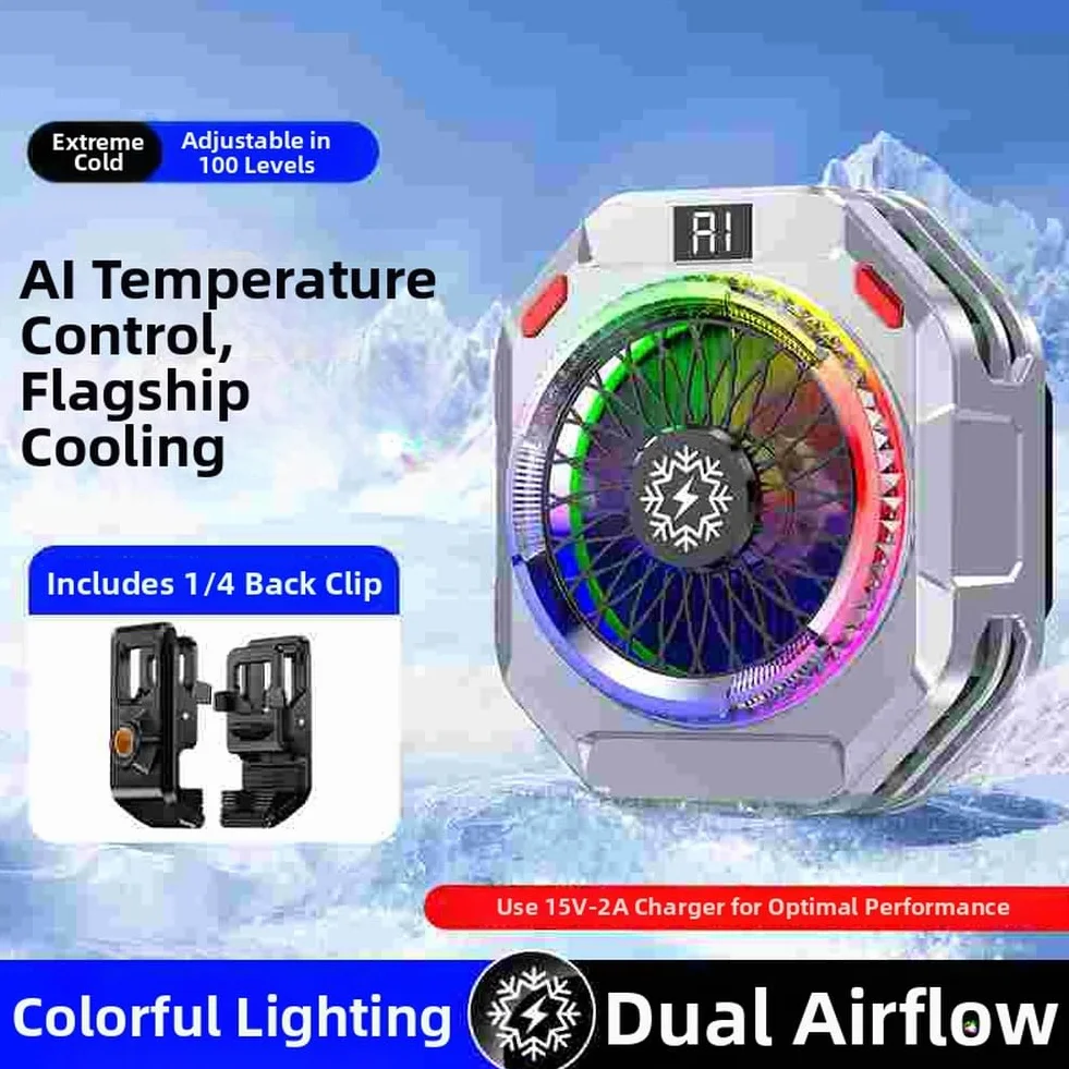 TH28 Pro Mobile Gaming Cooler, dissipatore di calore a semiconduttore da 30 W con controllo AI, 5 livelli di velocità, design magnetico e clip-on