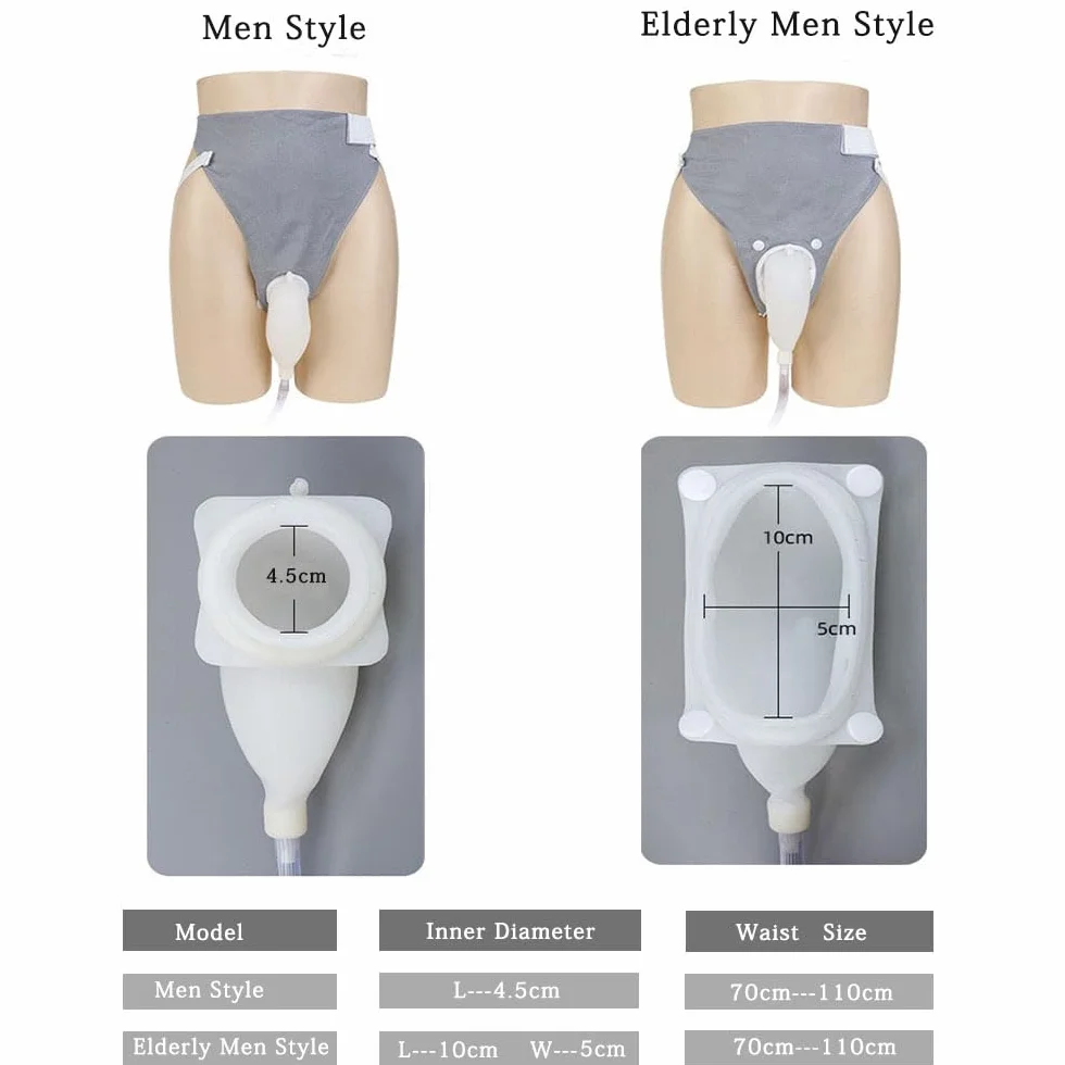 Catetere Esterno Uomo, Porta Pipì per Orinatoio con Collettore di Urina in Silicone 2 Sacchetti (Men Grey)
