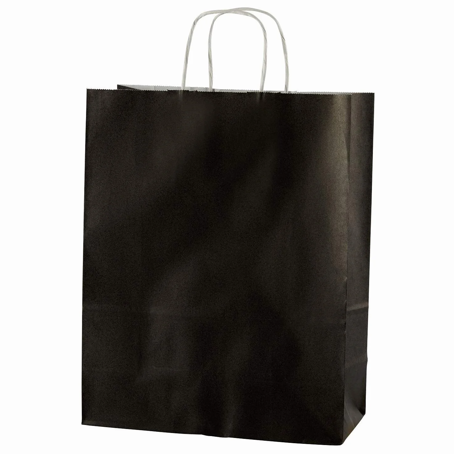 Thepaperbagstore 50 Sacchetti di Carta Colorata con Manici Intrecciati, Nero Medi 250x110x310mm