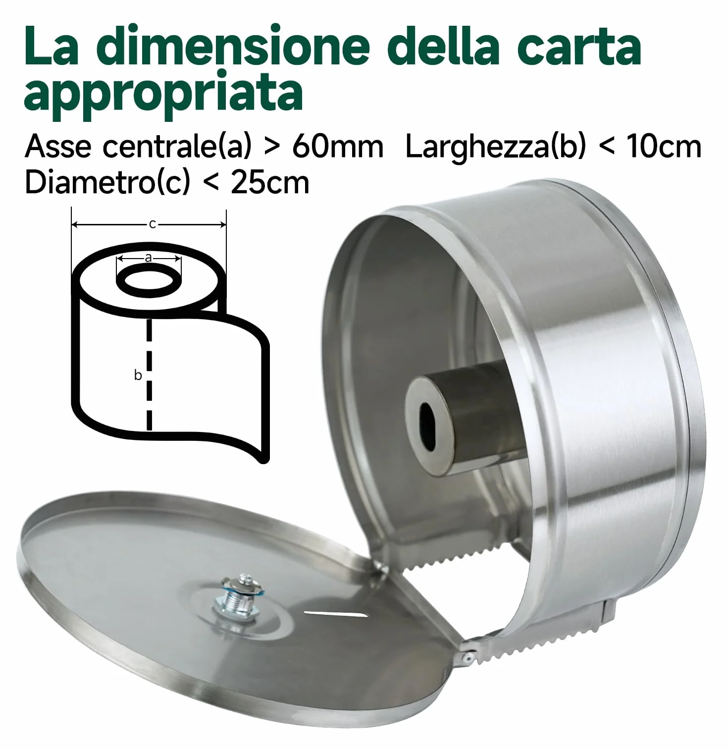 AnyDry 5182 Distributore per asciugamani di carta in acciaio inox commerciale a torre manuale montaggio a parete