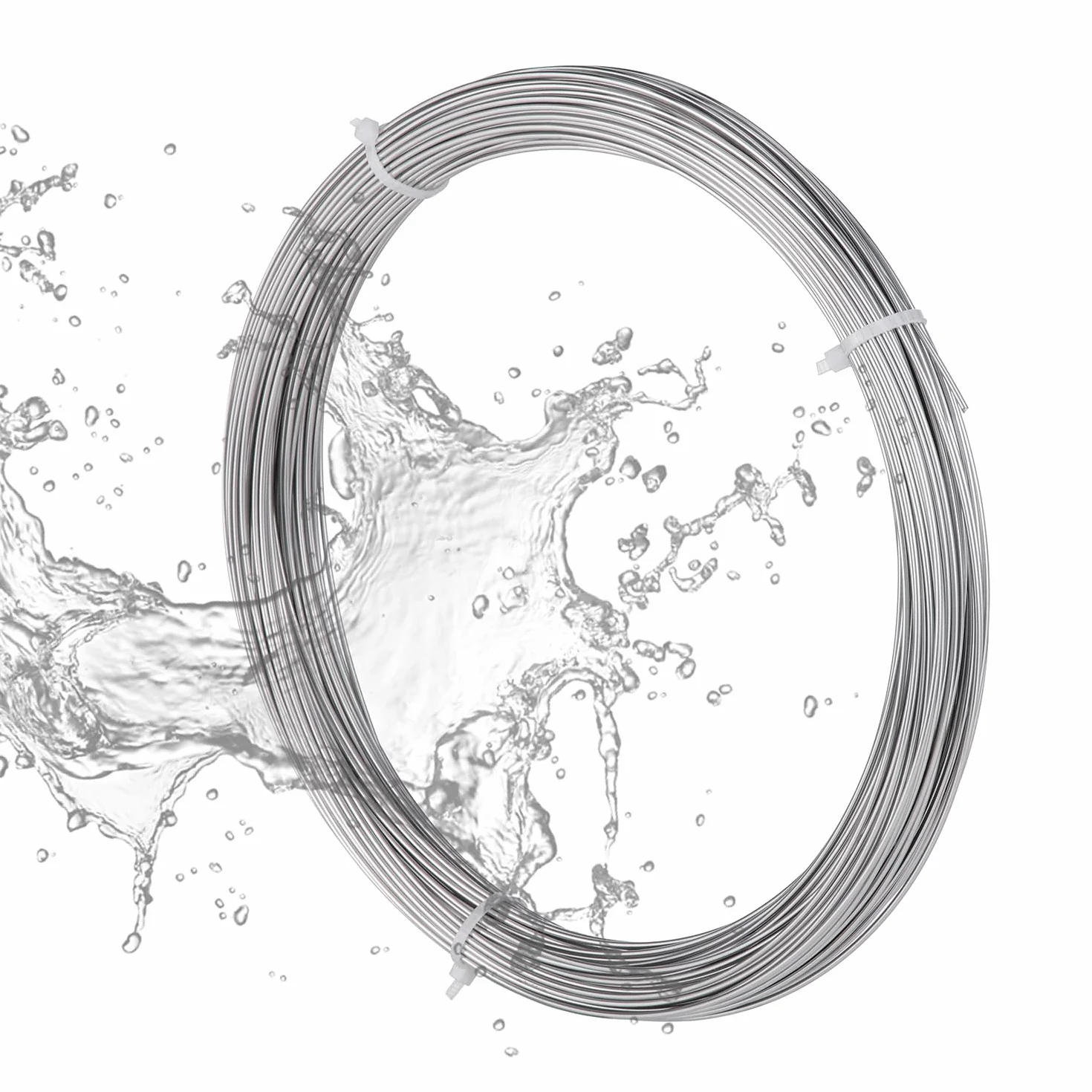 Filo in acciaio inox 304 da 50 m, filo in acciaio inox 304, Ø 1,5 mm, argento acciaio inox, filo duro, filo dritto, filo per fai da te, cablaggio da giardino