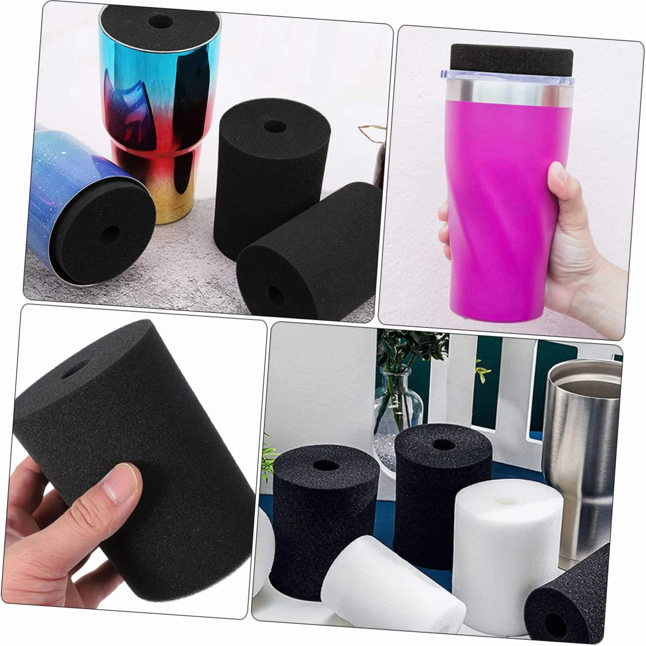 Set 6 Spugne Cilindriche Nere per Girabicchieri, Accessori per Tornio a Tazza