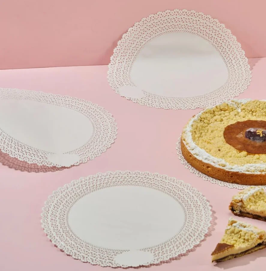 Centrini Rotondi in Carta Pizzo Bianca 100 Pezzi Ø 38 cm per Torte
