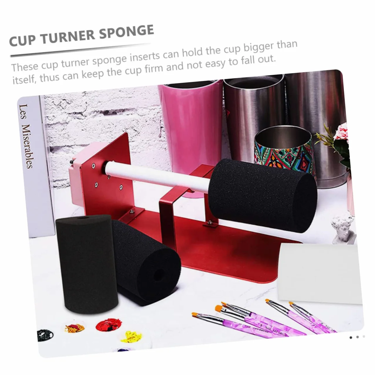 Set 6 Spugne Cilindriche Nere per Girabicchieri, Accessori per Tornio a Tazza