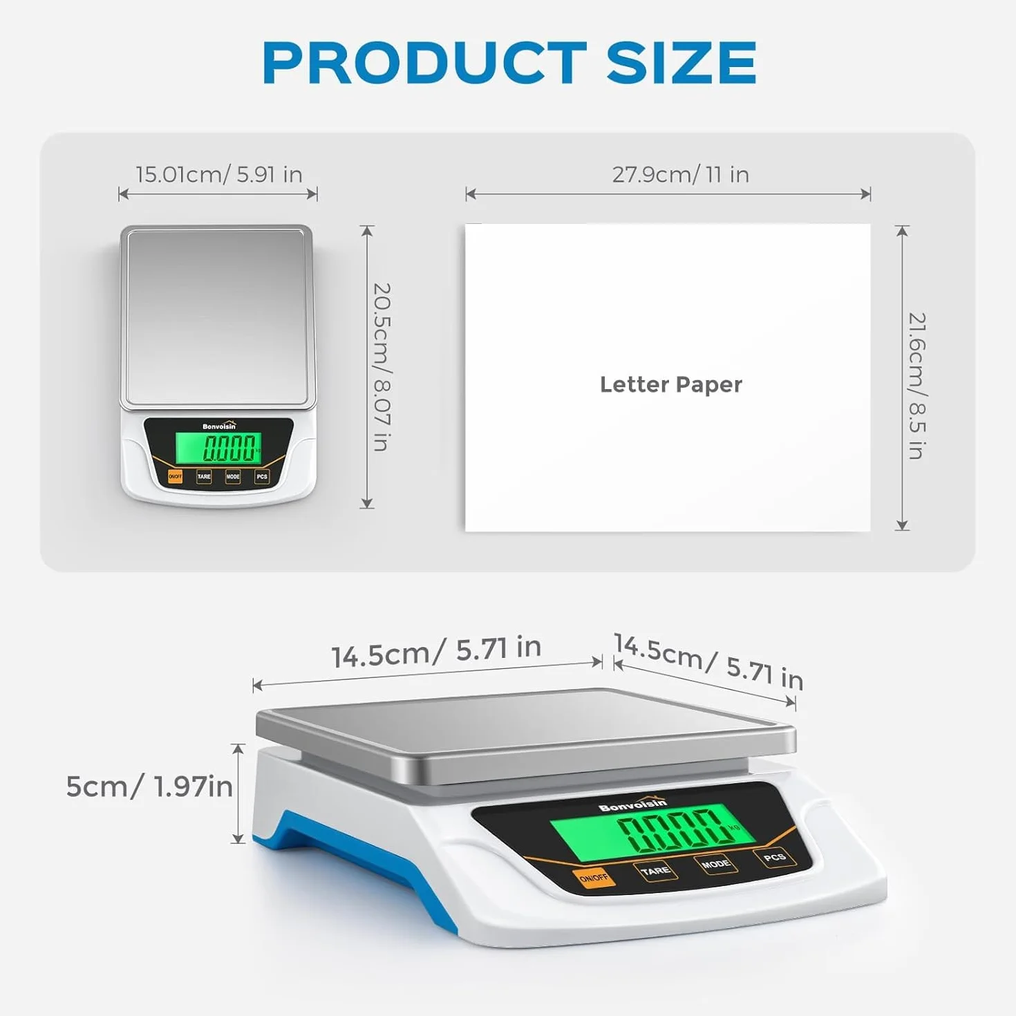 Bonvoisin Bilancia di Precisione 6000gx0.1g Digitale da Laboratorio con Piatto Acciaio Inox