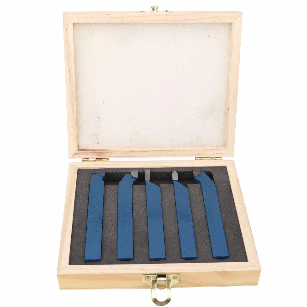 Set utensili per tornio 5pezzi, utensili per tornitura con testa saldatura metallo duro Assemblaggio utensili macchine utensili Inserti tornitura tornio industriale(12x12mm)