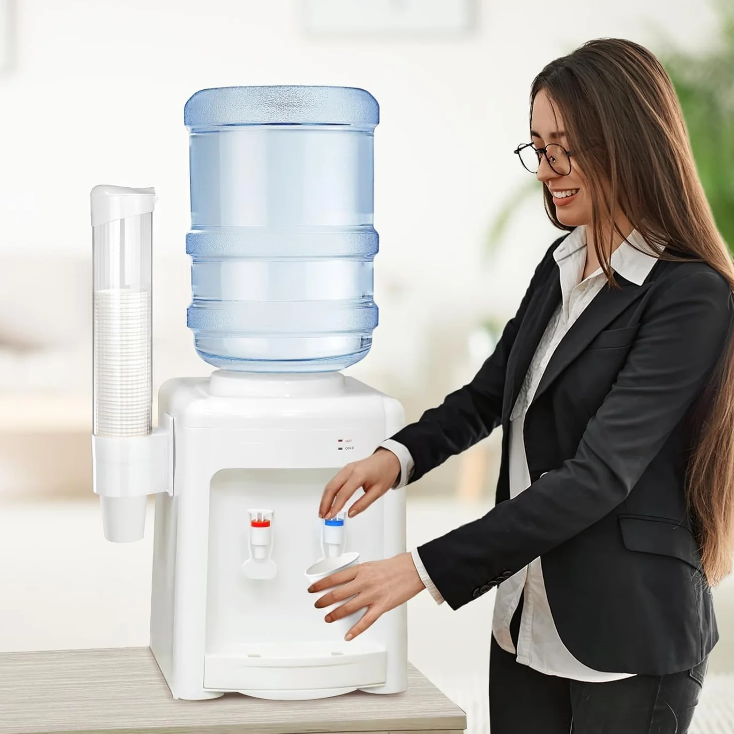 Dispenser Bicchieri da Parete, Supporto per Bicchieri di Carta con Coperchio Antipolvere, per 60-80 Bicchieri, Bianco