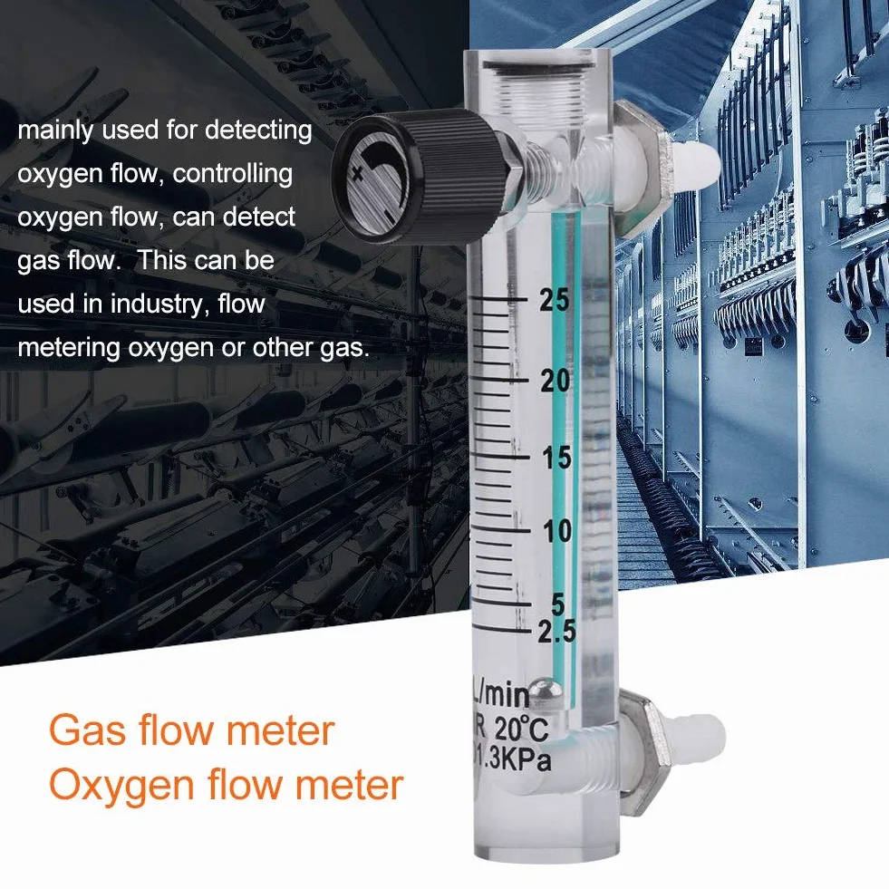 Miernik przepływu gazu 2,5-25 l/min, 0,6 MPa, akryl, plastik, metal