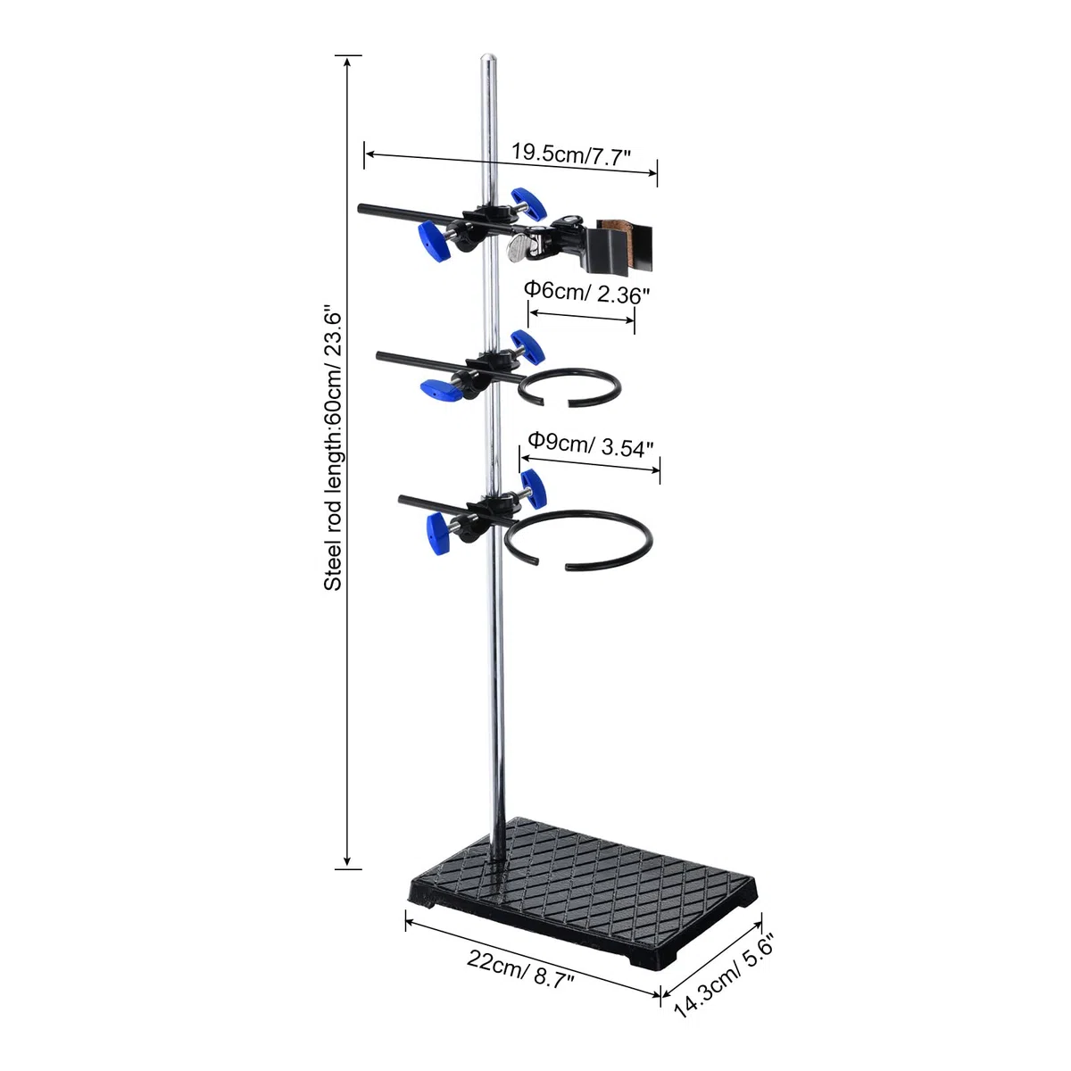 PATIKIL Lab Stand Set, Lab Stand & Morsetto Set, 1 Set Stand Supporto con 1 Ampolla Morsetto & 2 Storta orings per Chimica Laboratorio, 24 pollici