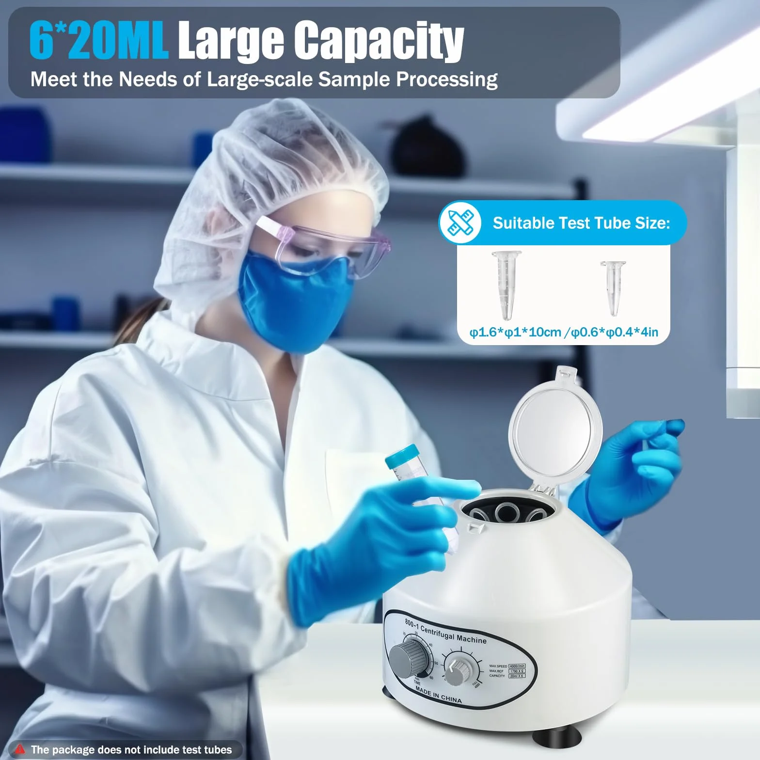 Centrifuga da laboratorio da 25 W, centrifuga elettrica da laboratorio, 6 x 20 ml, 4000 giri/min, piccola centrifuga da tavolo, per separazione del sangue, estrazione delle piante