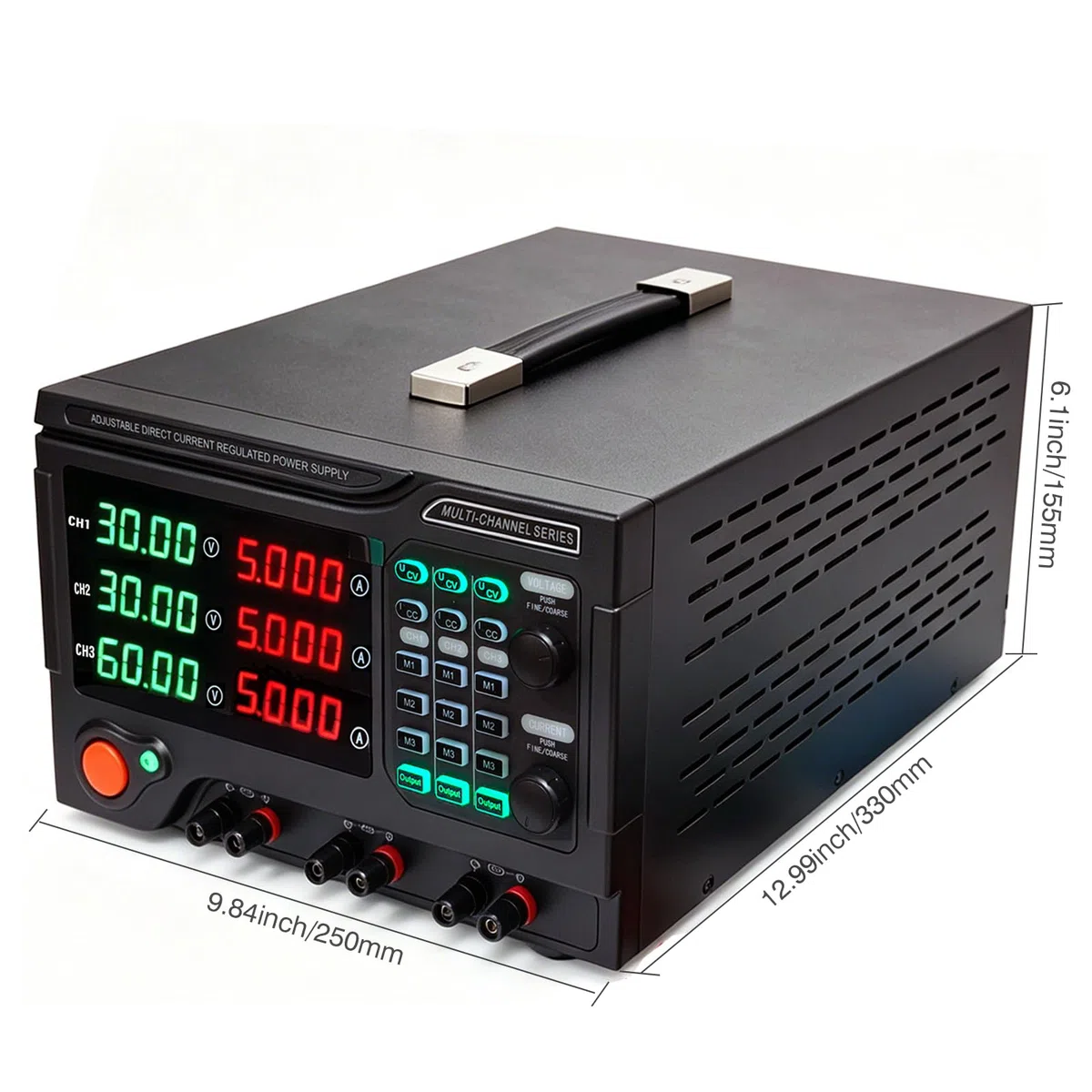 Alimentatore di rete programmabile DC da laboratorio, 3 canali, potenza totale 600 W, 30 V/5 A, 30 V/5 A, 60 V/5 A