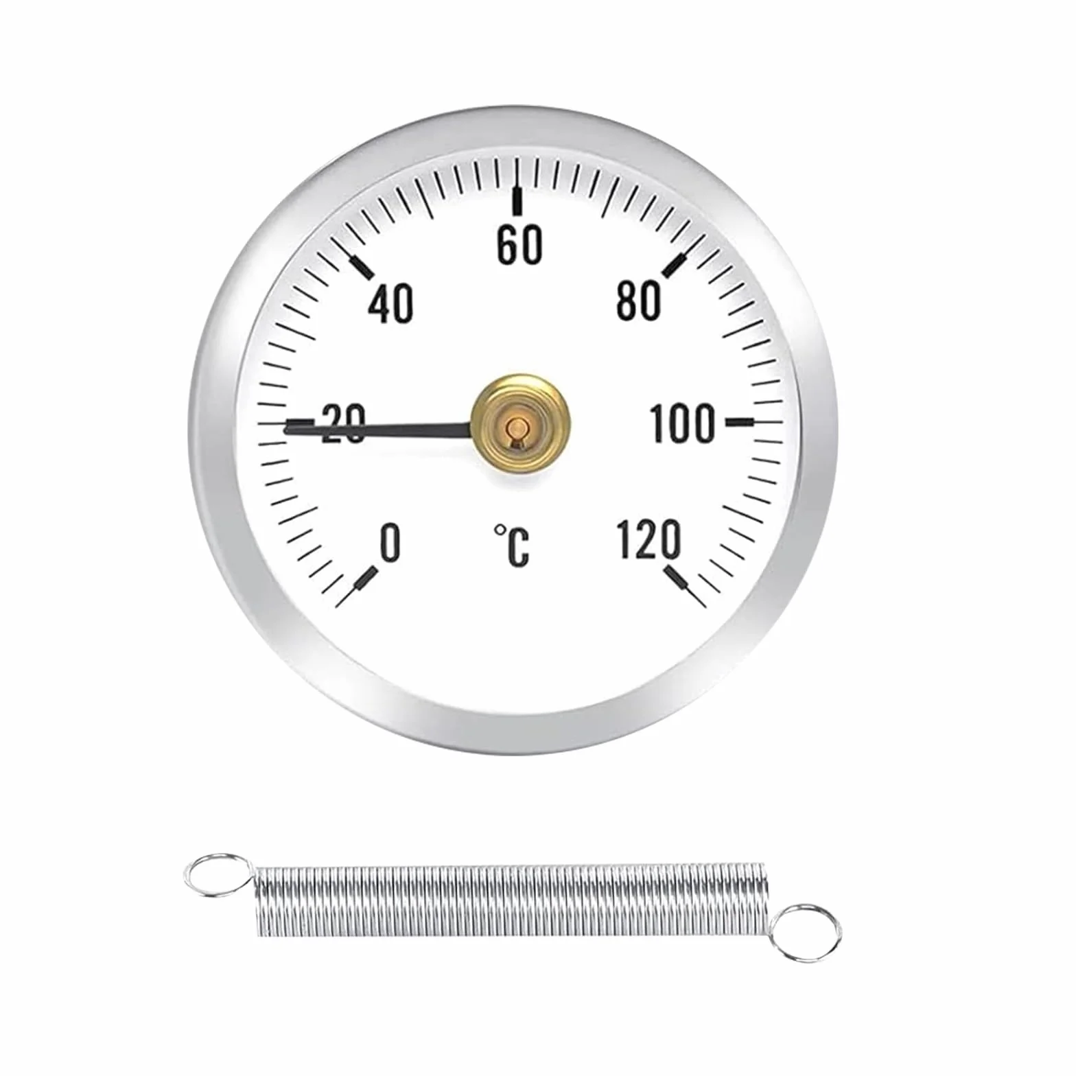 Termometri per Tubi di Riscaldamento, Termometro Bimetallico 0-120°C 63 mm, Acciaio Inossidabile