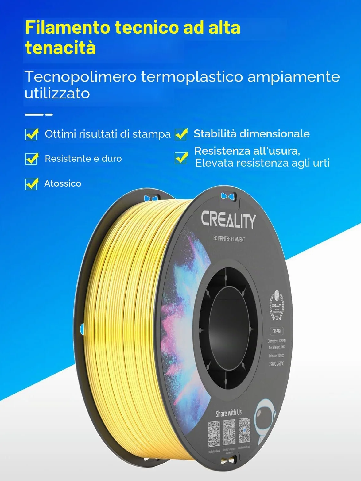 Creality Filamento TPU 1,75 mm 1 kg nero per stampa 3D