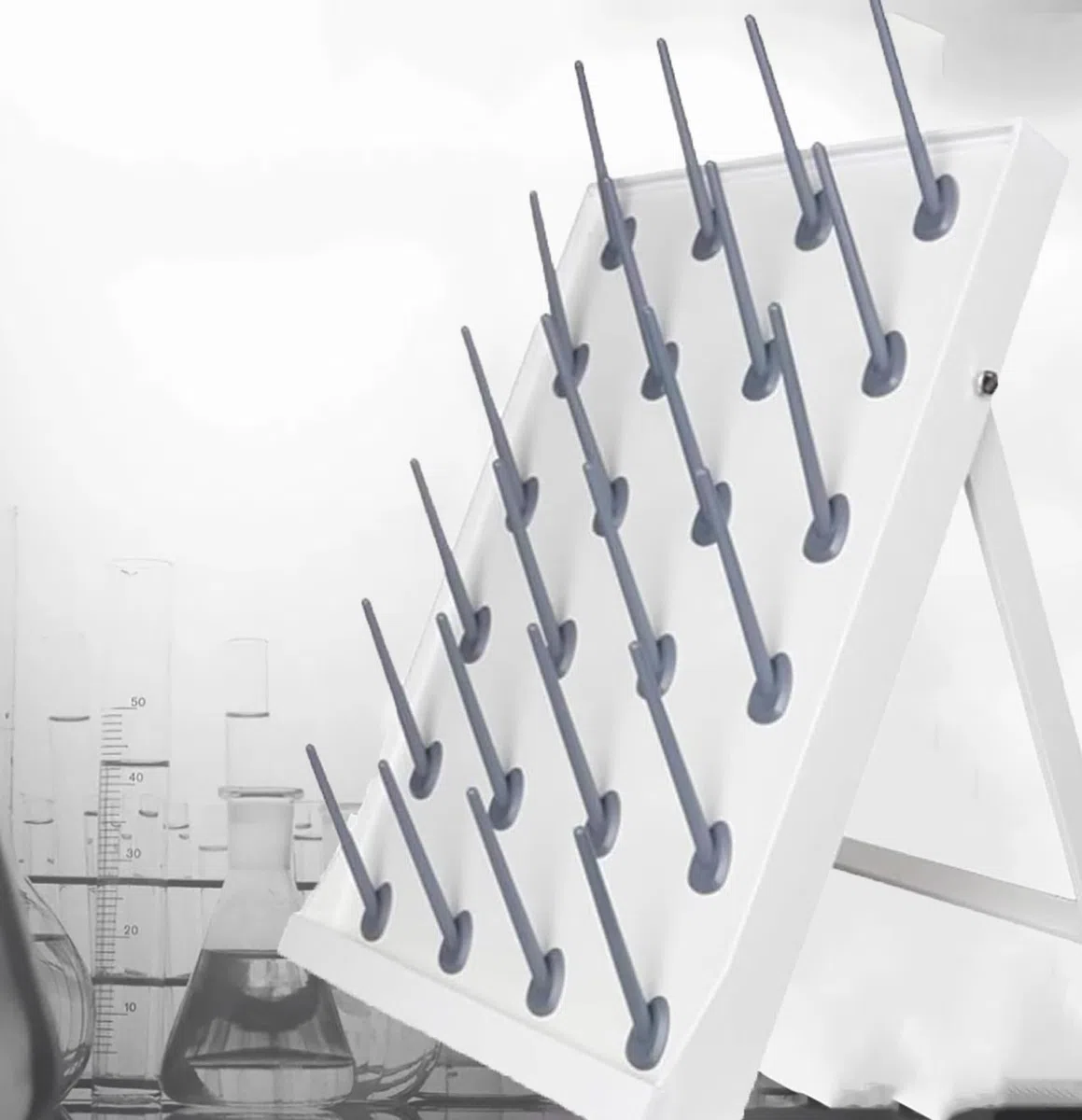 Supporto per Strumenti da Laboratorio, con pioli Rimovibili per vetreria e Bottiglie, Ideale per Utensili da Laboratorio scolastici e per Uso scientifico.