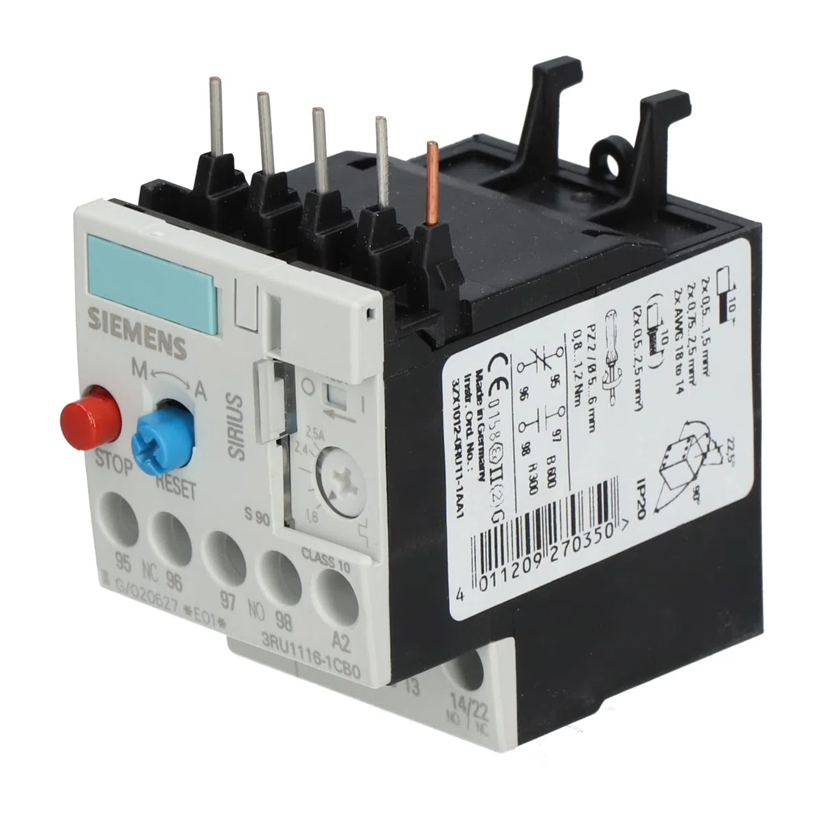 Siemens – Relais sovraccarico termico 3ru11 S00 2,5 A
