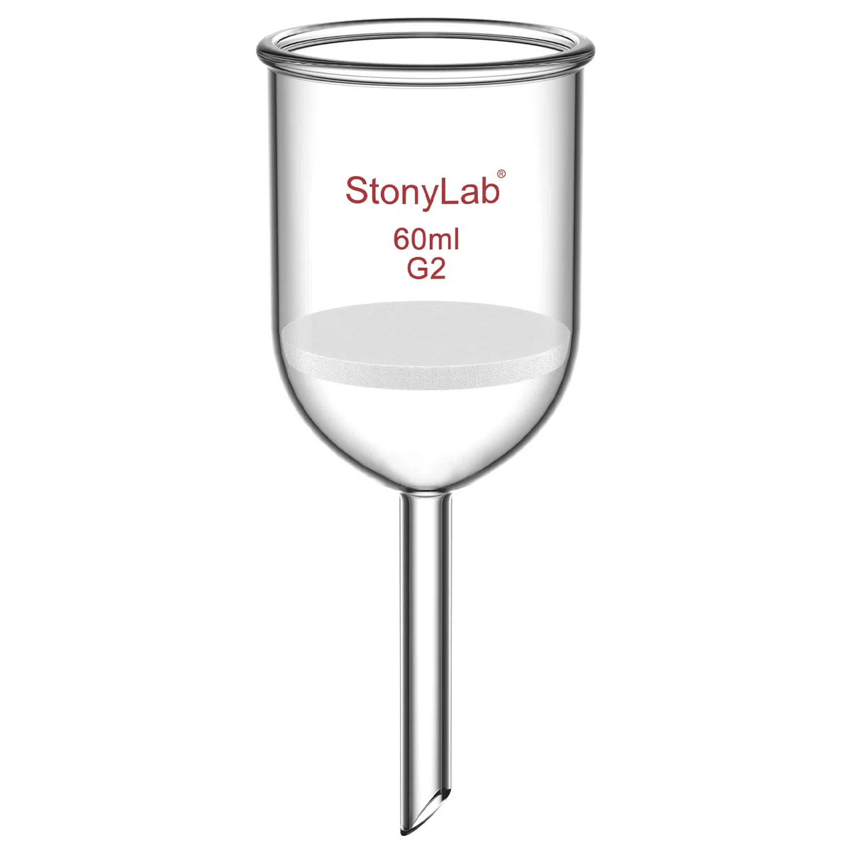 StonyLab Imbuto Filtrante Buchner in Vetro Borosilicato con Fritta Media (G2), Diametro Interno 46mm, Profondità 60mm (60 mL)