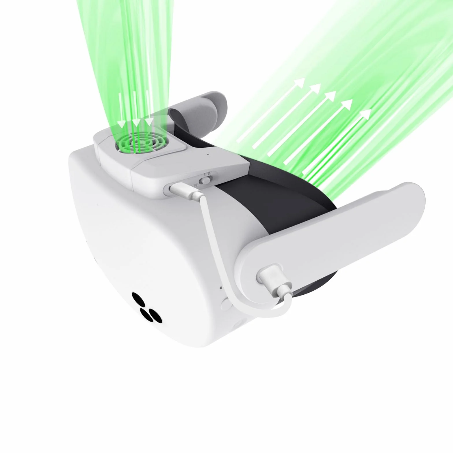 Maschera di raffreddamento del ventilatore per Meta quest 3S, accessori di dissipazione del calore VR Anti-appannamento Flusso d'aria accelerato Ventola di raffreddamento regolabile per cuffie VR