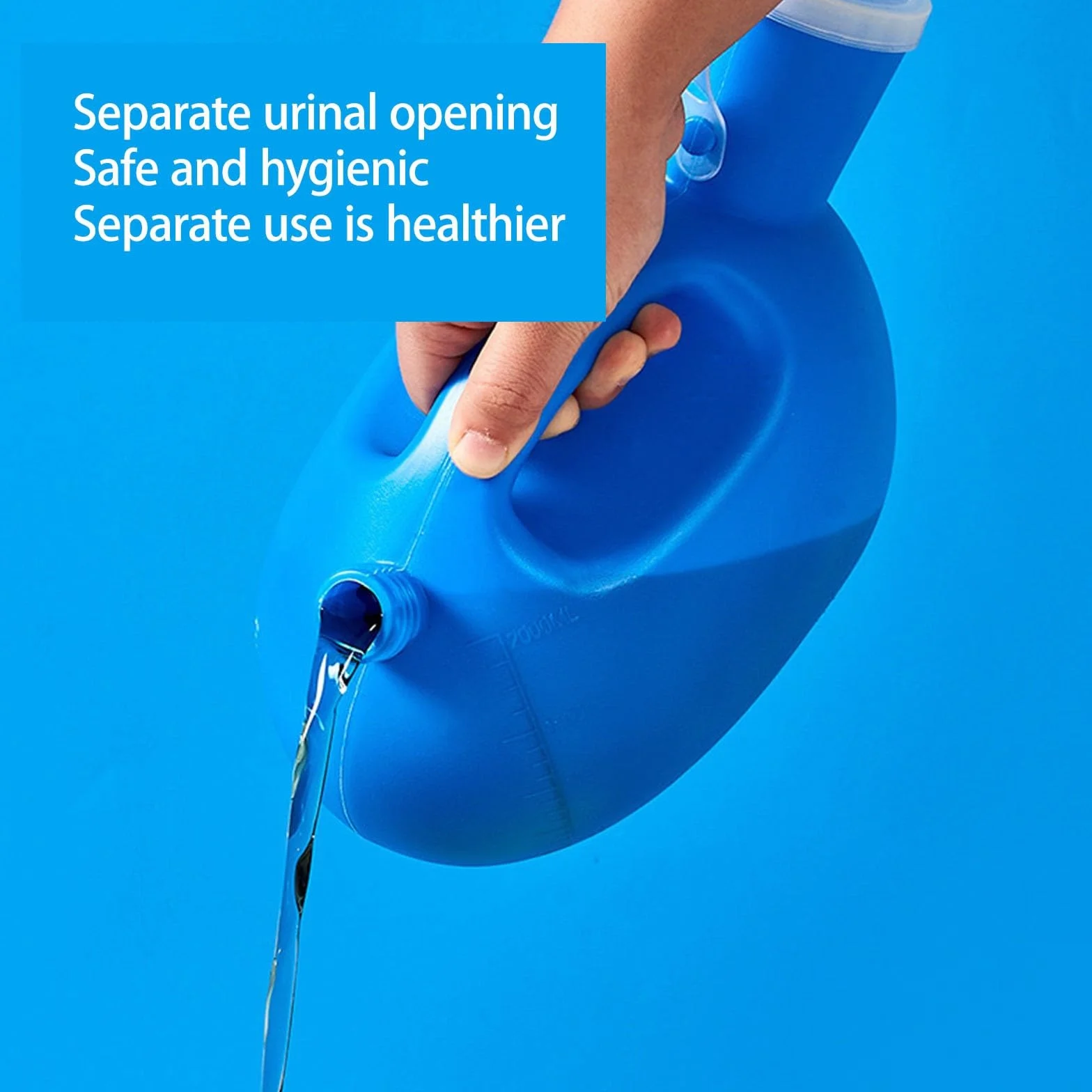 Pappagallo Urina Donna Notturno Anziani Durevole da Letto Caraffa Pipì Grande capacità Orinatoio Portatile Uomo Contenitore Scarico Indipendente Blue z Tubem