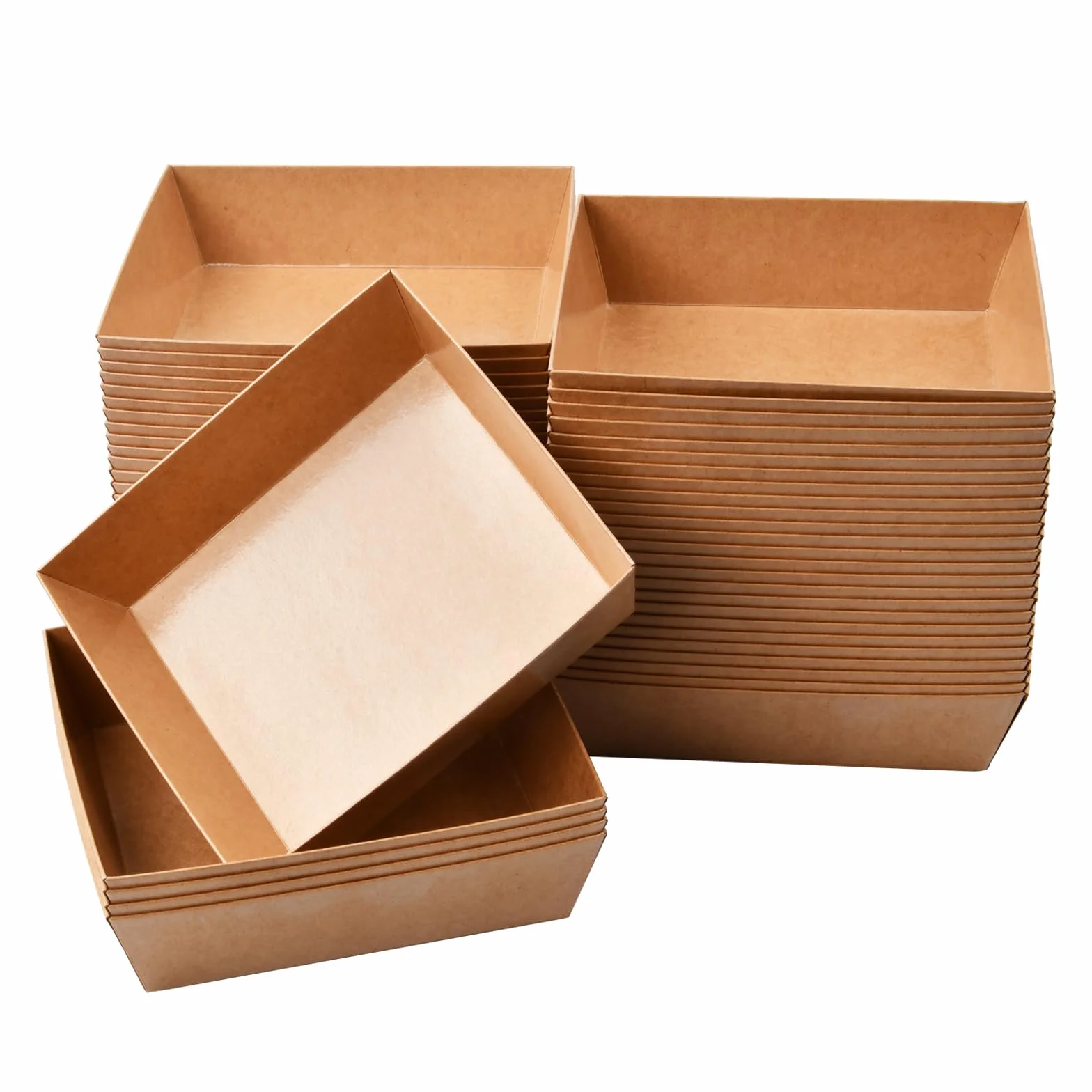 Vassoi in Cartone Kraft Impermeabili 50 Pezzi 12,5 x 11 x 3,5 cm per Alimenti Feste