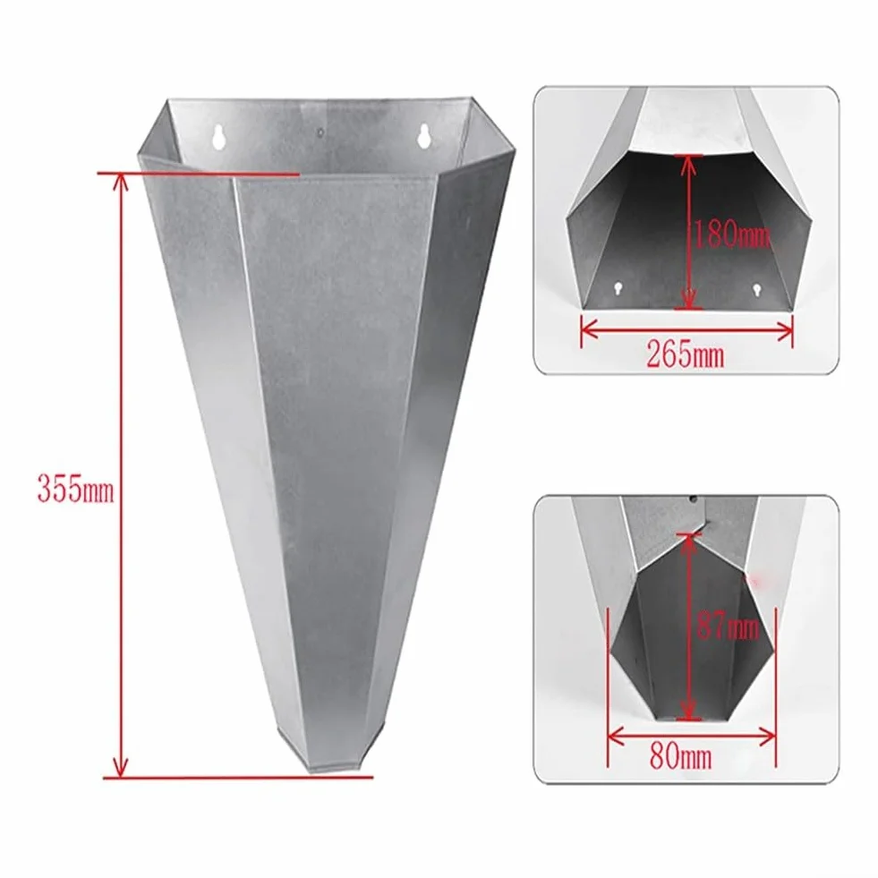 Cono in acciaio per pollame con bordi di sicurezza orlati per polli, tacchini e altre varietà comuni di uccelli da fattoria da 2,7 a 6,4 kg