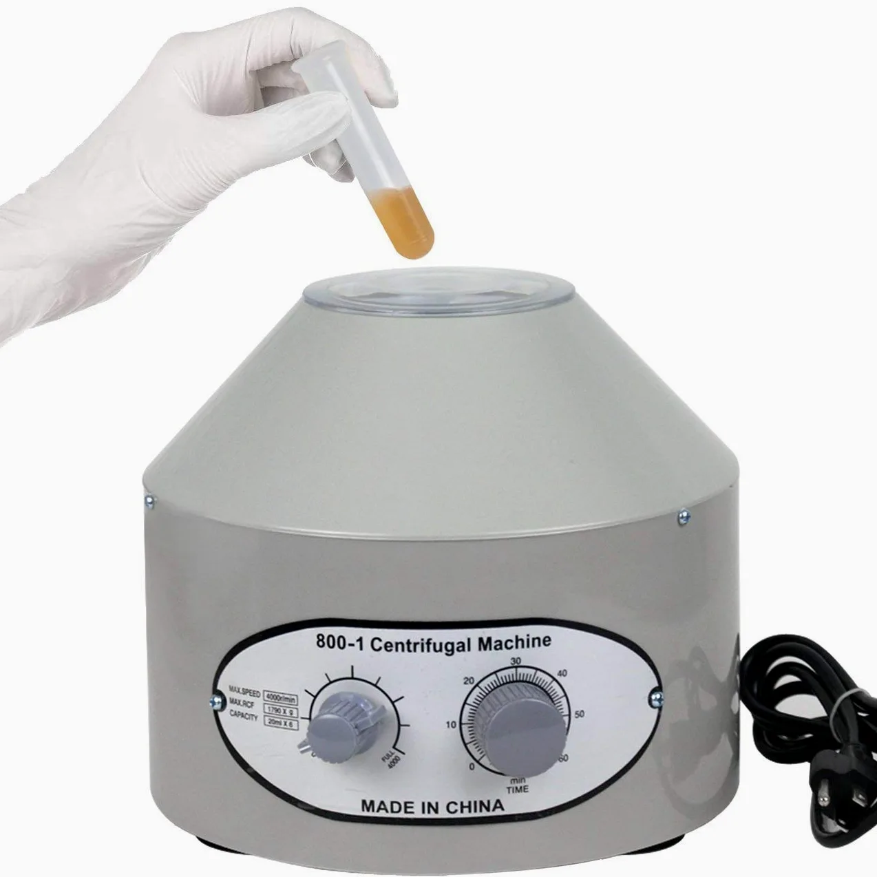 Macchina centrifuga da laboratorio a bassa velocità con timer da 0 a 60 minuti (coperchio da 0 a 4000 giri/min: 20 ml x 6 tubi)