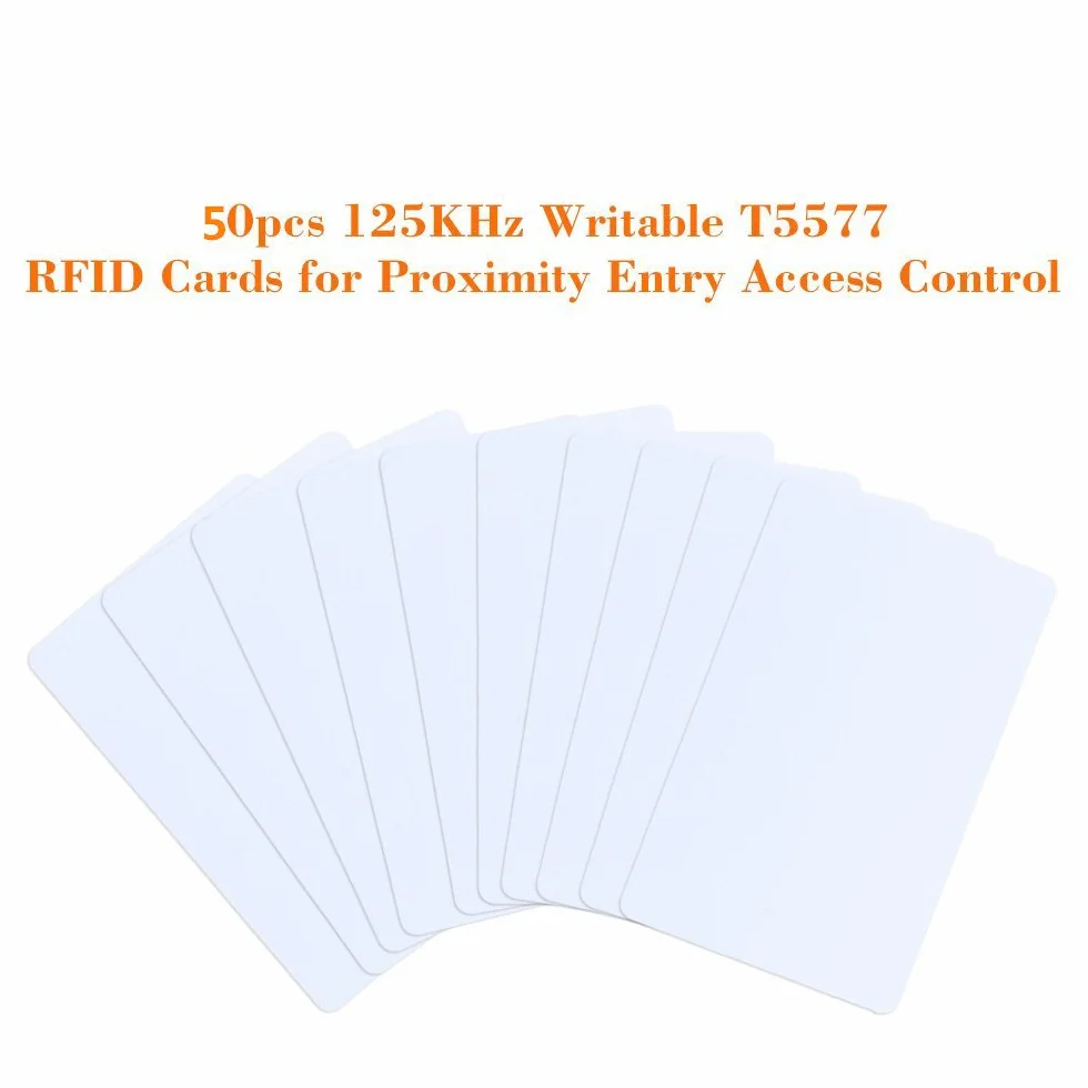 125khz Scrivibile in Plastica Bianca Riscrivibile T5577 RFID Card Accesso porta di Accesso per Controllo di Prossimità (50)