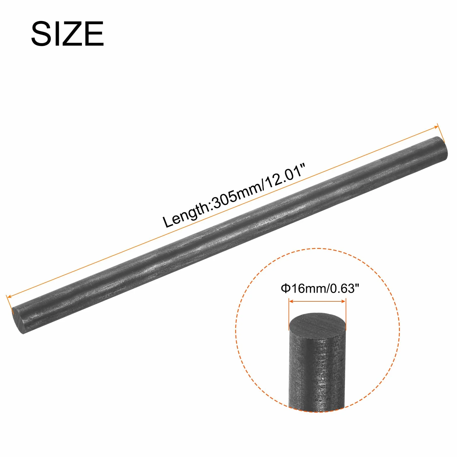 Barra di Grafite QUARKZMAN 305x16mm, Asta Cilindrica in Carbonio per Elettrodi e Crogioli, Confezione da 2