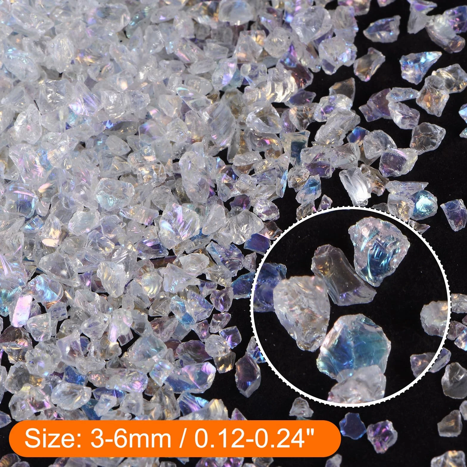 QUARKZMAN 305g Vetro Tritato 3-6mm Luccicante Elettroplaccato Schegge di Vetro Irregolari per Artigianato Decorazione Arte Resina Riempitivo per Vasi, Bianco
