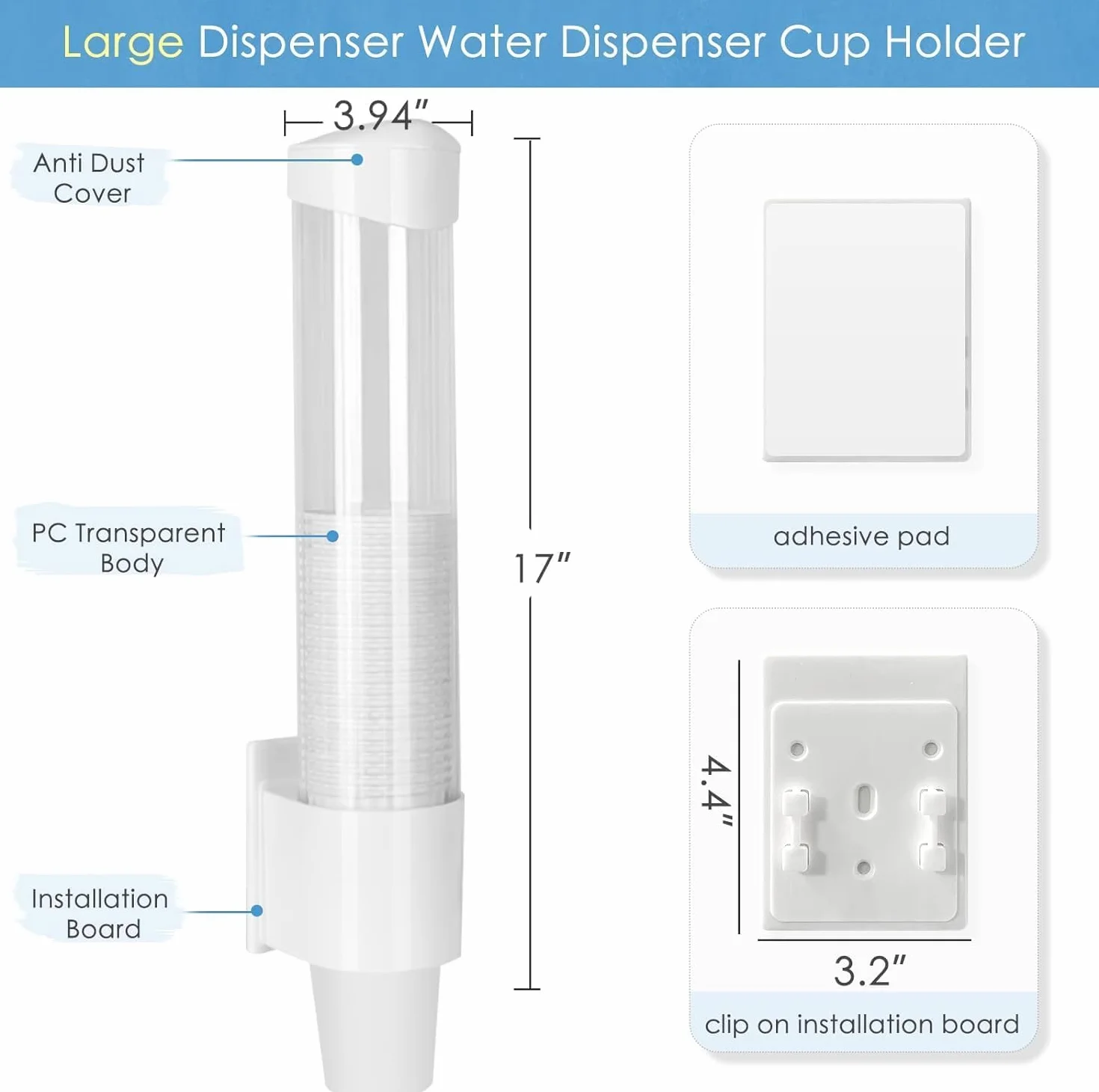 Dispenser Bicchieri da Parete, Supporto per Bicchieri di Carta con Coperchio Antipolvere, per 60-80 Bicchieri, Bianco