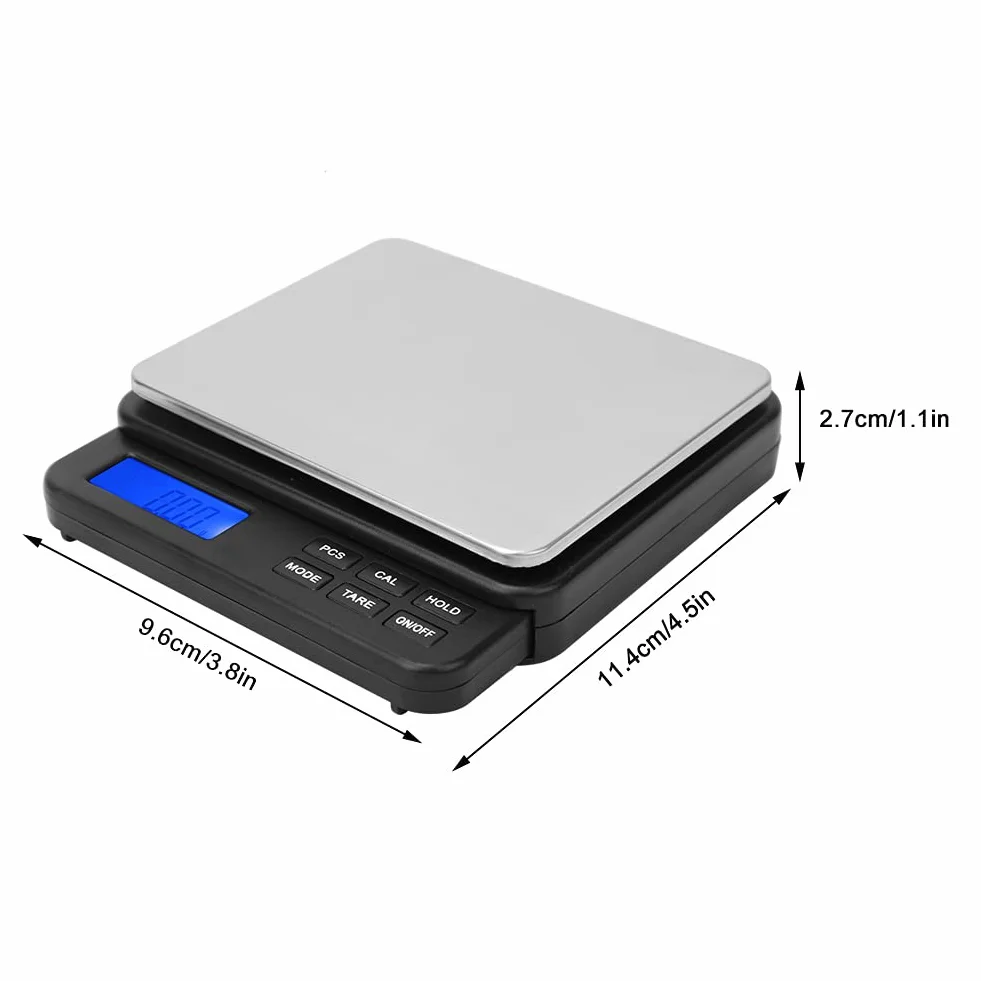Bilancia Digitale per Alimenti, 1000g/0.01g Bilancia Mini Gram Ad Alta Precisione Bilancia da Cucina Digitale Bilancia Elettrica con Display LCD Retroilluminato Blu per Cucinare,
