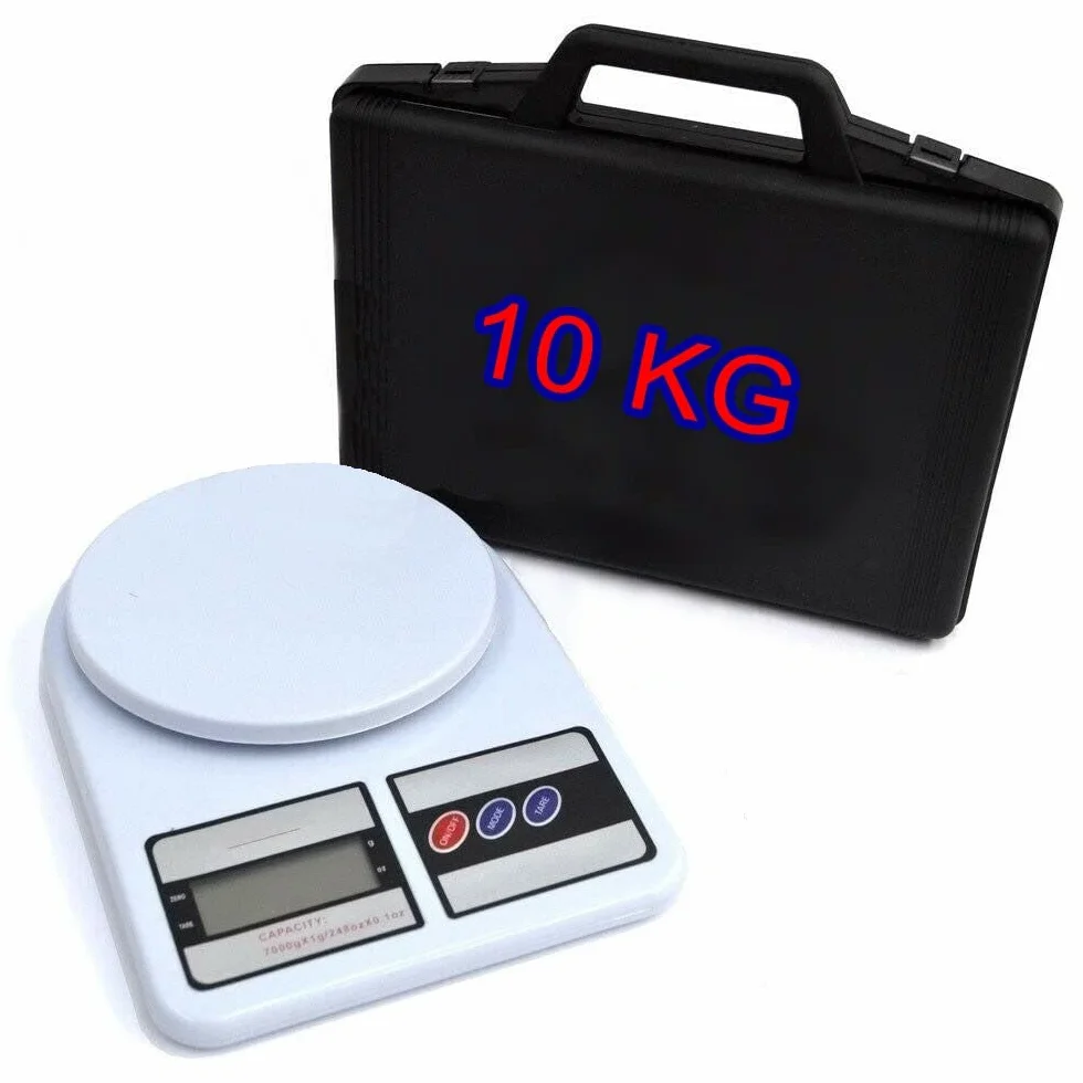 Bilancia con valigetta plastica display lcd KG 10 max risoluzione 1 grammo R600 R410 R407 R422 R32 R290 R436 per gas refrigerante