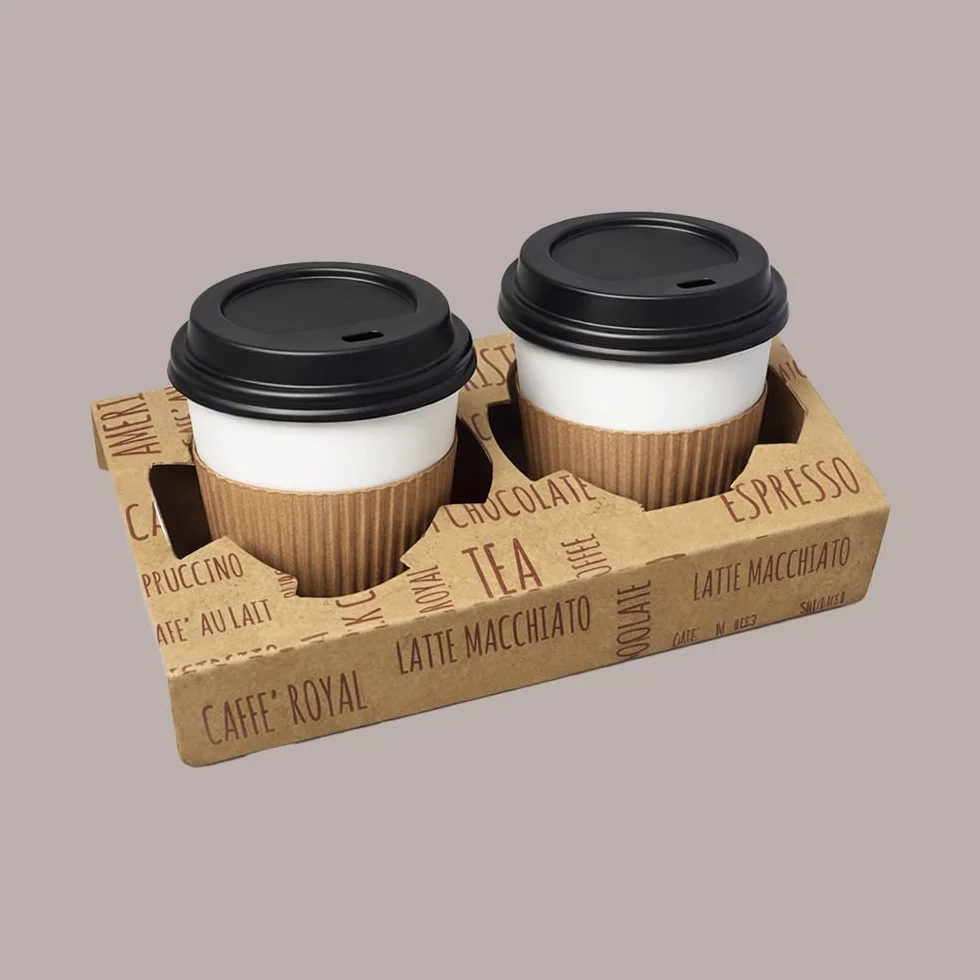 Vassoio Cestino Speed Porta 2 Bicchieri per Cappuccino 7oz 100 Pezzi Lucgel
