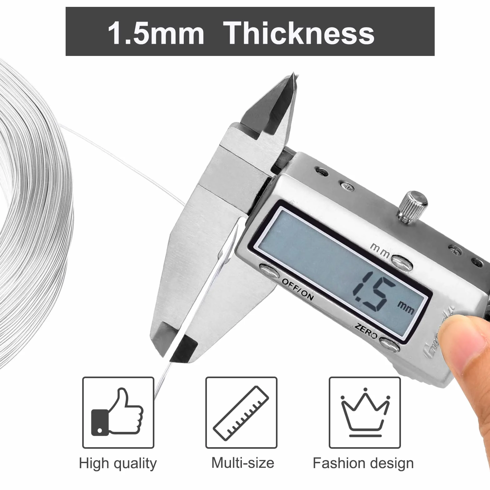 TooTaci Corda in acciaio inox, 10M/1.5mm piegabile Craft filo d'argento in acciaio inox, filo immagine, appeso per il giardino traliccio, modello di scultura, artigianato