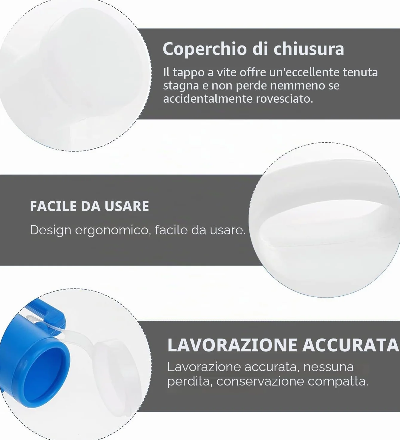 Orinatoio Portatile Uomo Donna 2000 ml Plastica Riutilizzabile a Prova di Fuoriuscita con Tappo a Vite Bianco