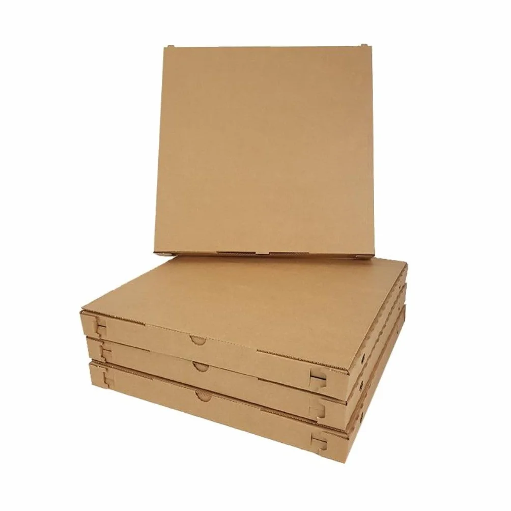 Scatola per Pizza in Cartone Naturale Avana 33x33x3,5cm Antitaglio Confezione da 100 Pezzi