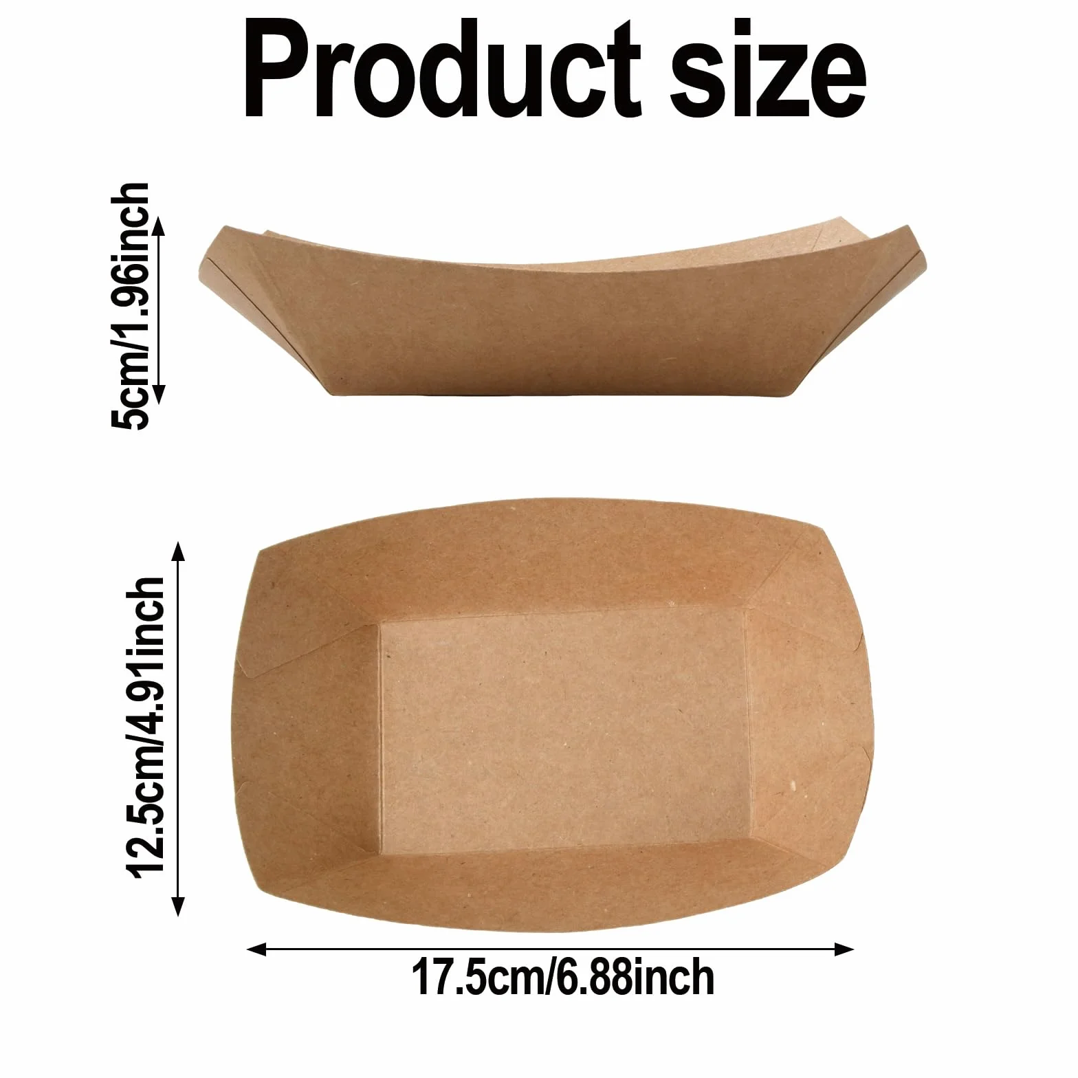 Vassoio Kraft 100 Pezzi 17.5x12.5 cm Vassoi in Cartone per Alimenti Fritti e Snack