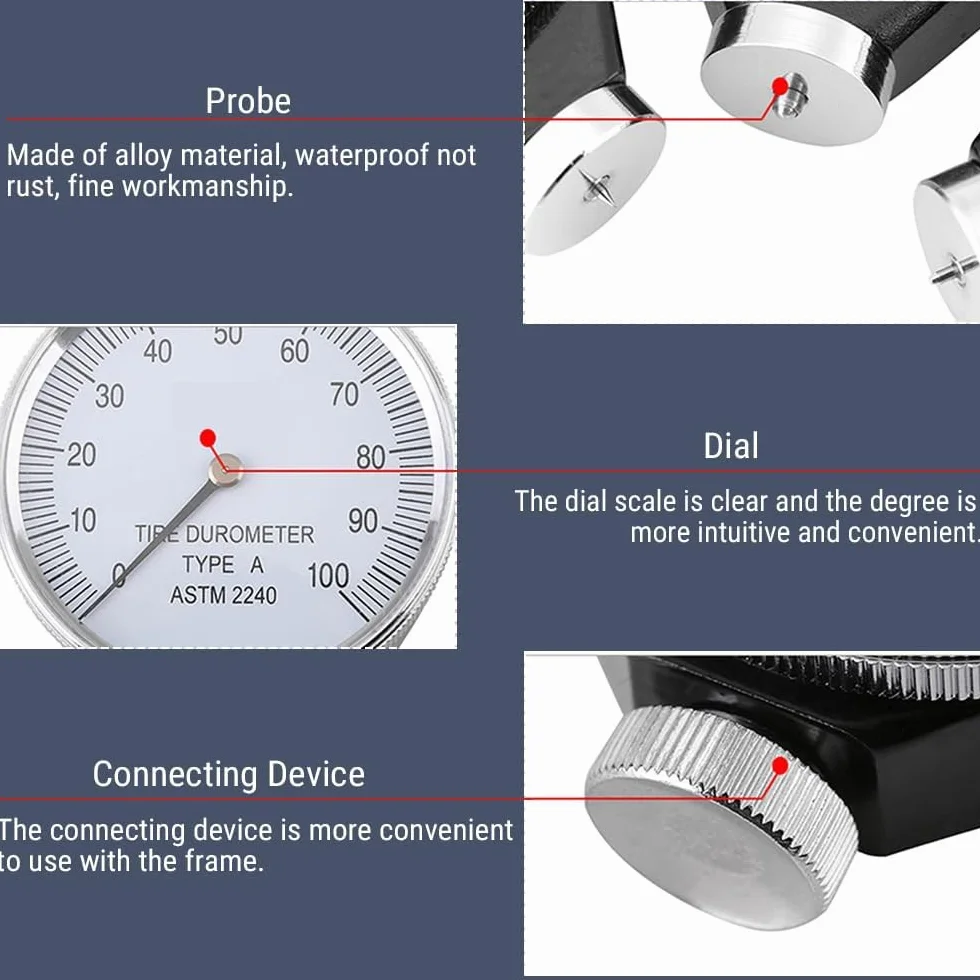 Durometro Shore Type A/O/D Portatile Tester di Durezza per Gomma e Plastica 0-100HA