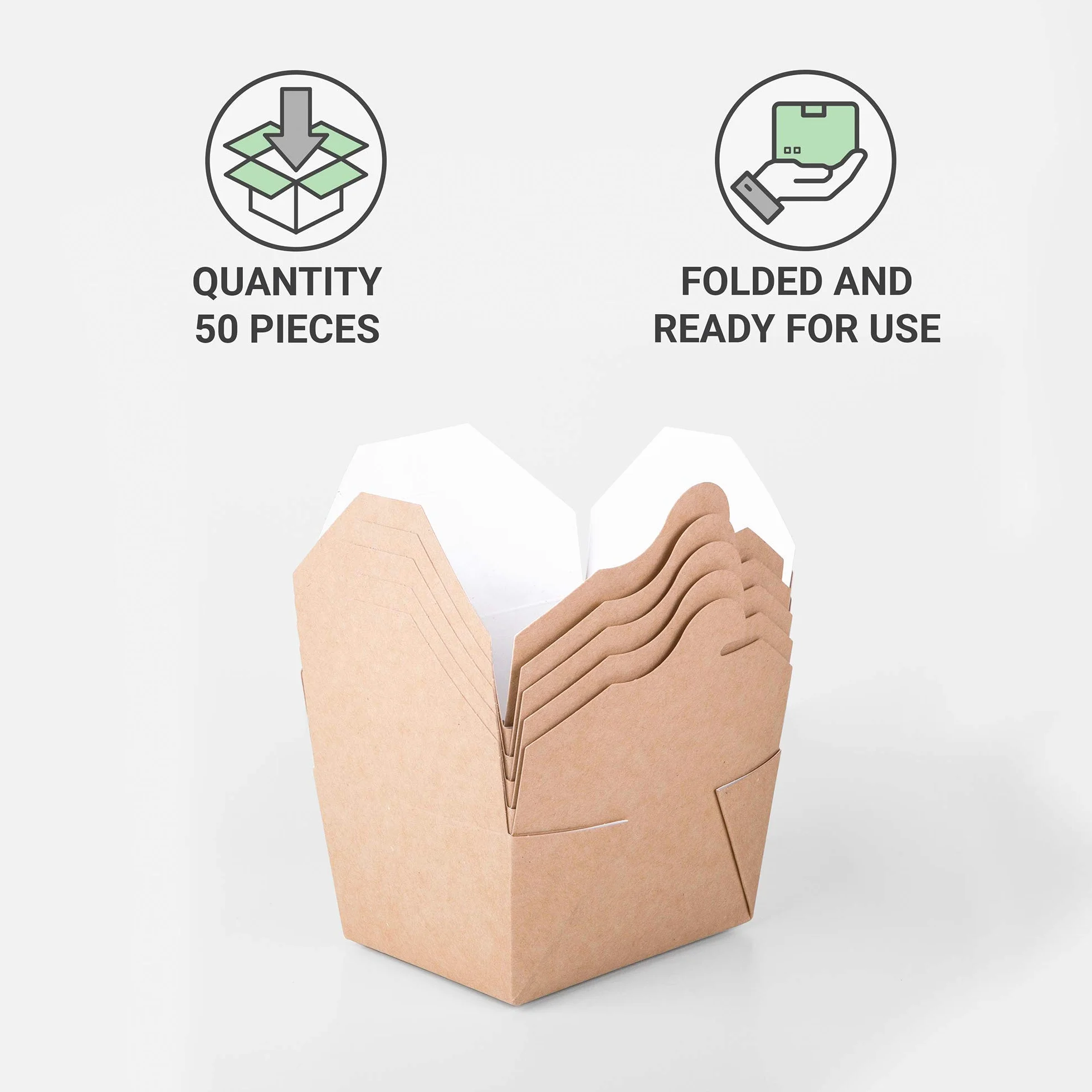 Scatola contenitore alimenti in carta kraft 600 ml monouso a prova di perdite confezione da 50