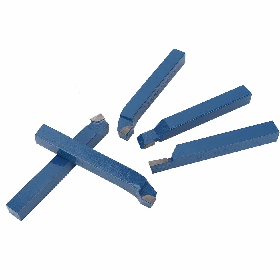 Set utensili per tornio 5pezzi, utensili per tornitura con testa saldatura metallo duro Assemblaggio utensili macchine utensili Inserti tornitura tornio industriale(12x12mm)