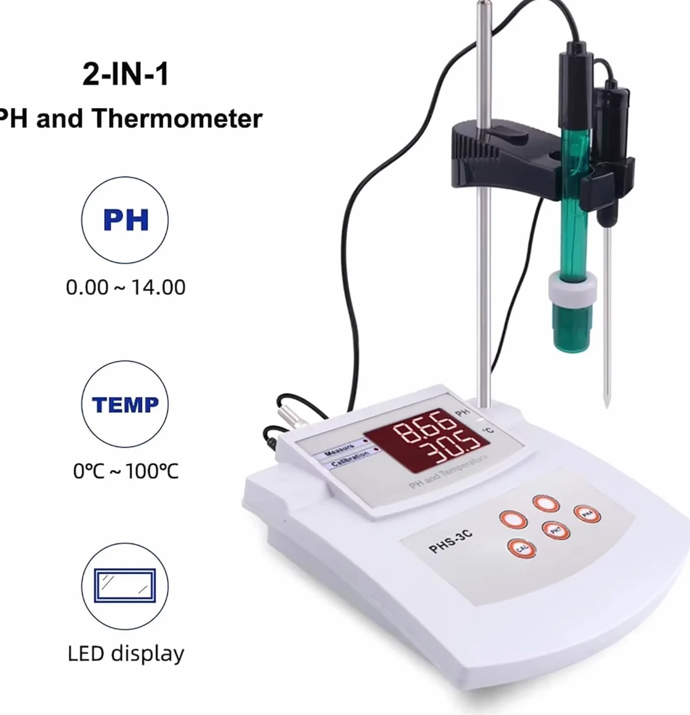 Misuratore Di Acidità Da Tavolo Con Calibrazione Automatica, A 2 Punti, PHmetro Laboratorio, Precisione ±0,01 PH E Elettrodi Per PH/temperatura
