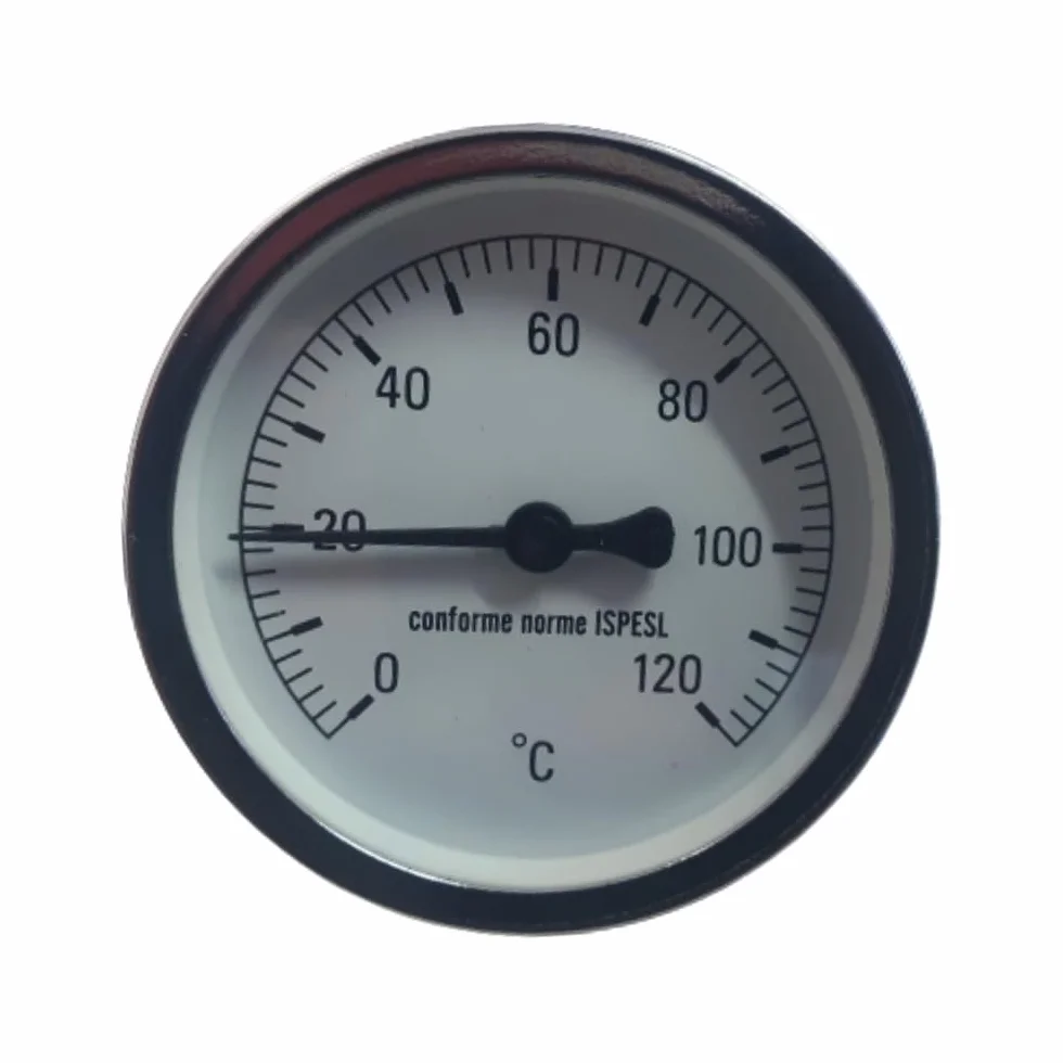 Termometro Bimetallico con Guaina Cassa inox Attacco Posteriore Assiale ad Immersione 1/2" Scala 0-120 °C Cassa 63 mm